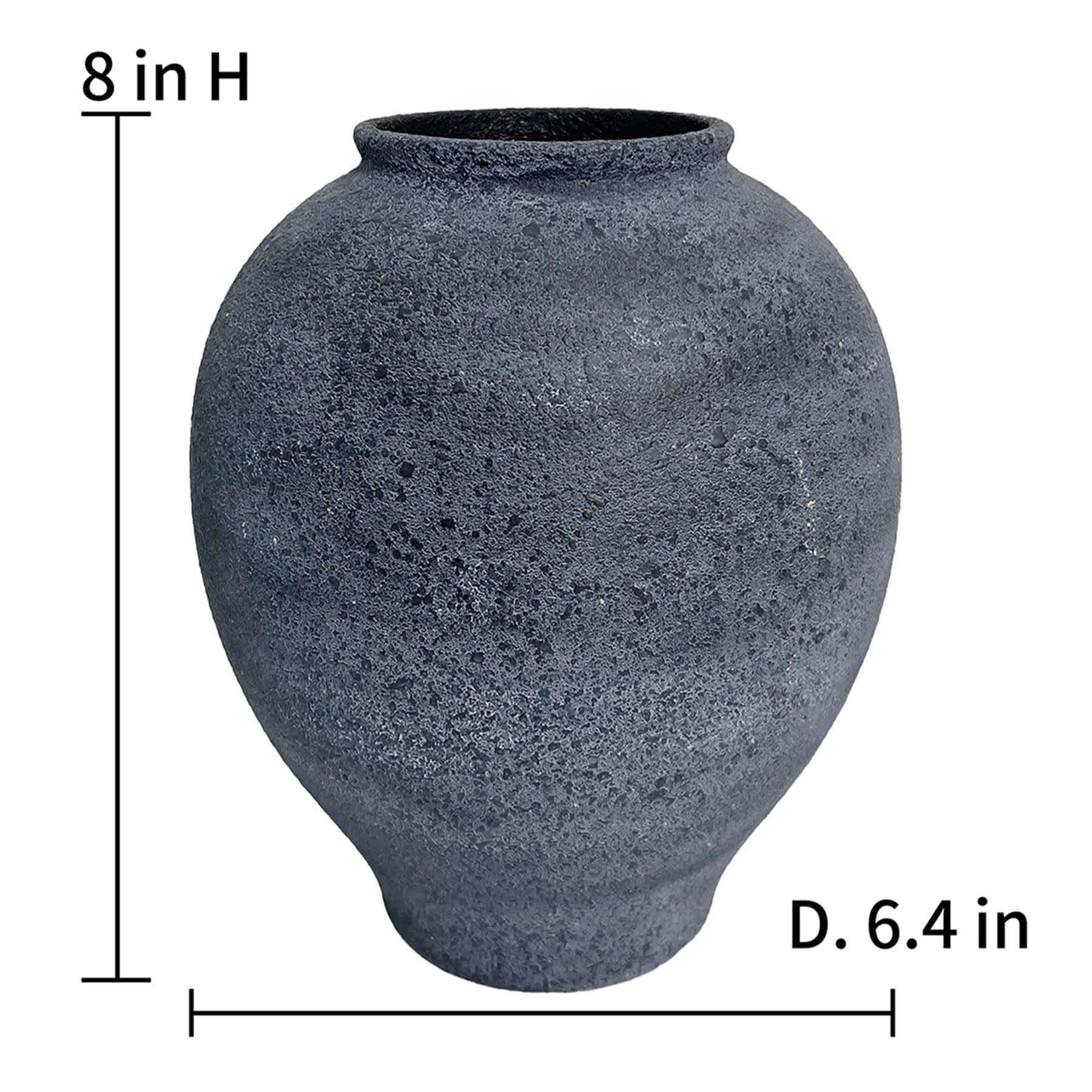 Black Ceramic Vase, 8"