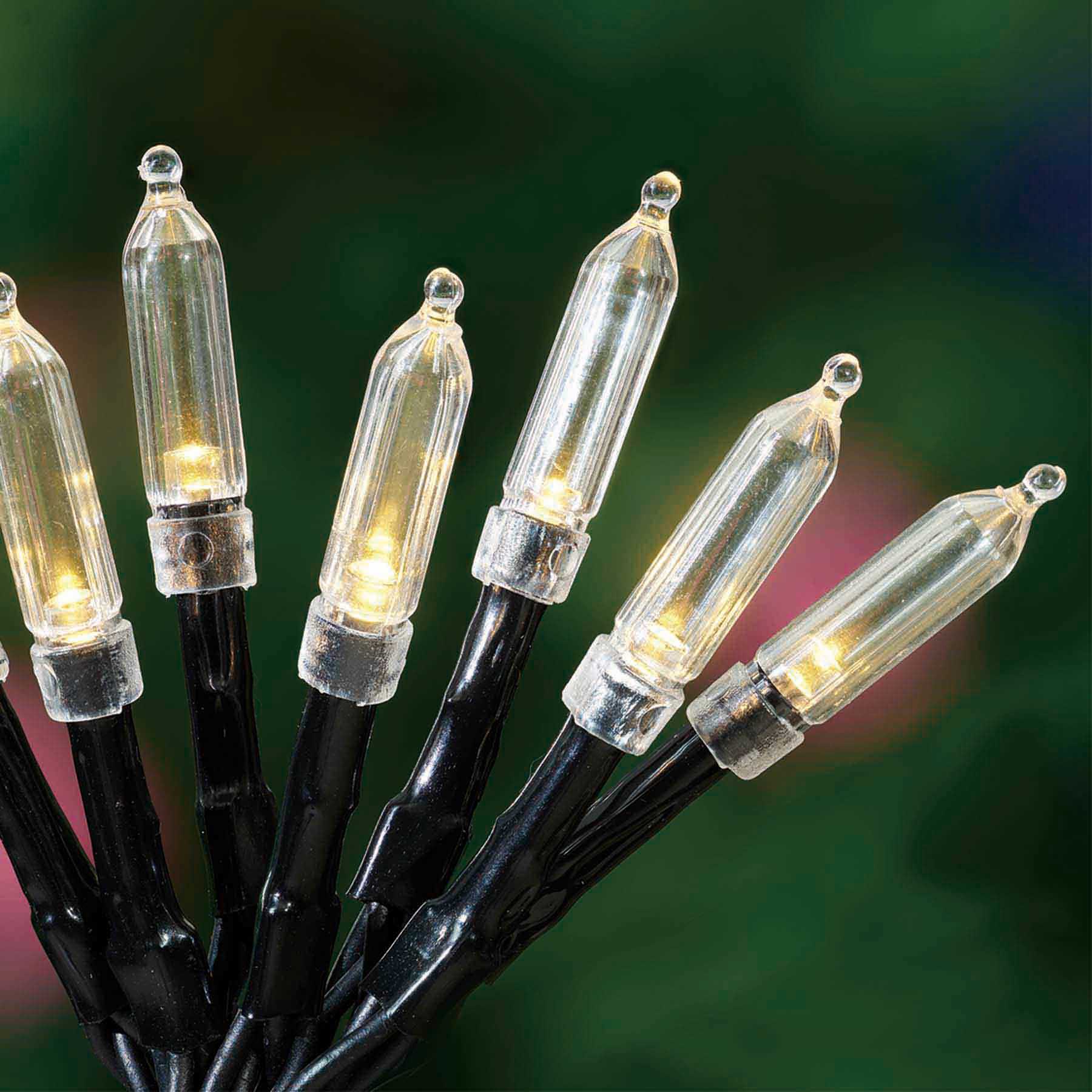 100-Count Solar LED Euro String Lights with Black Wire