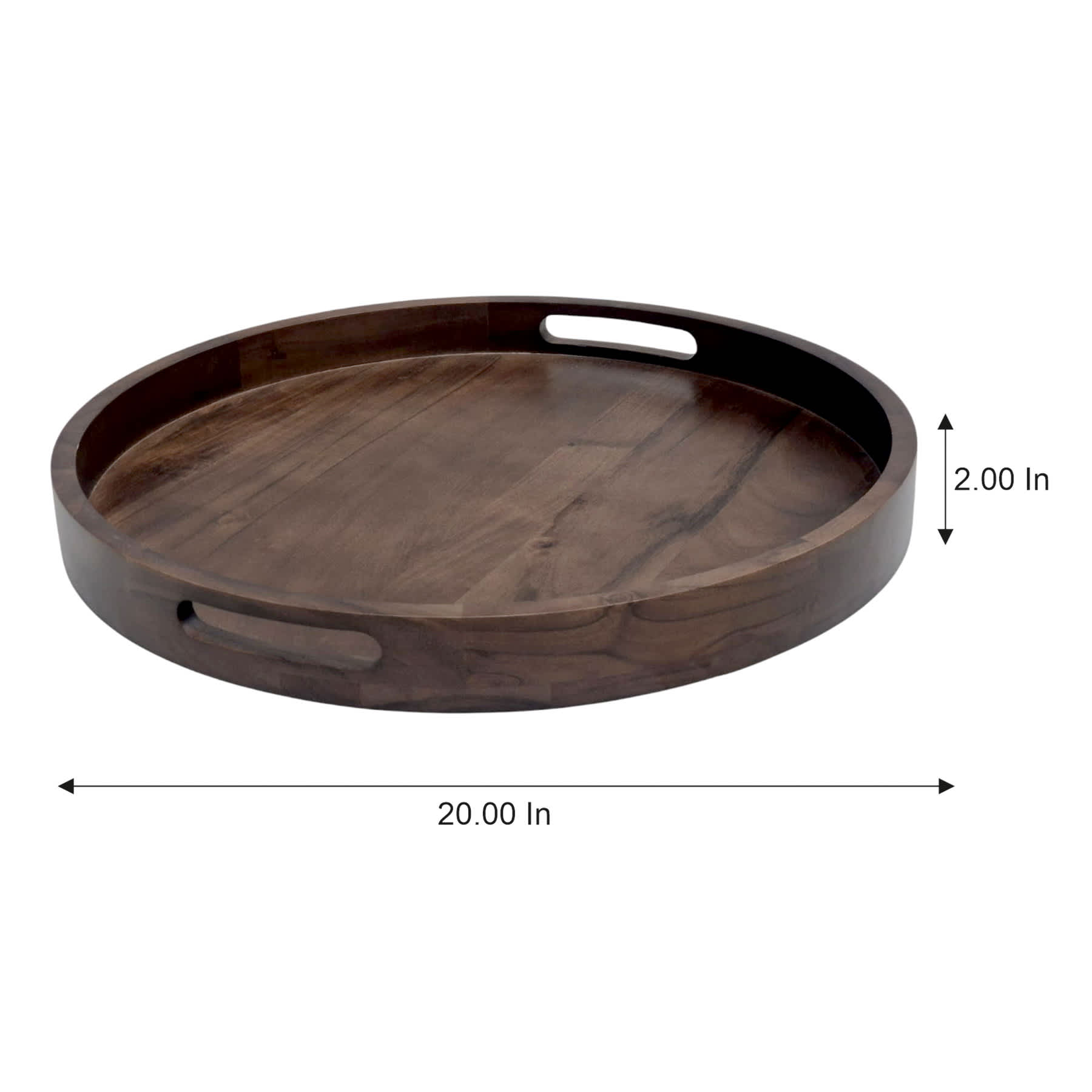 Dark Brown Acacia Wood Tray, 20"