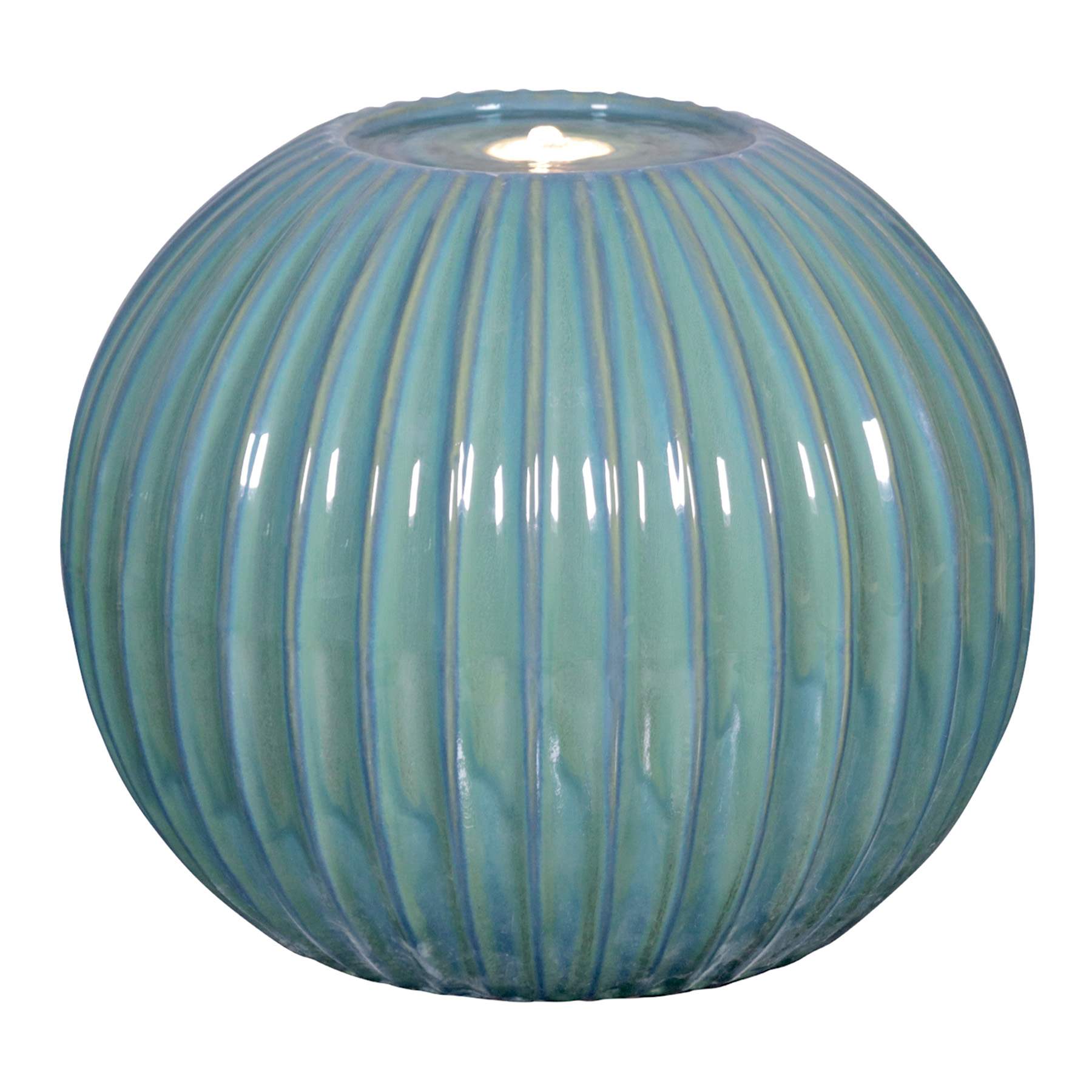 16IN Teal Ceramic Ball Fountain