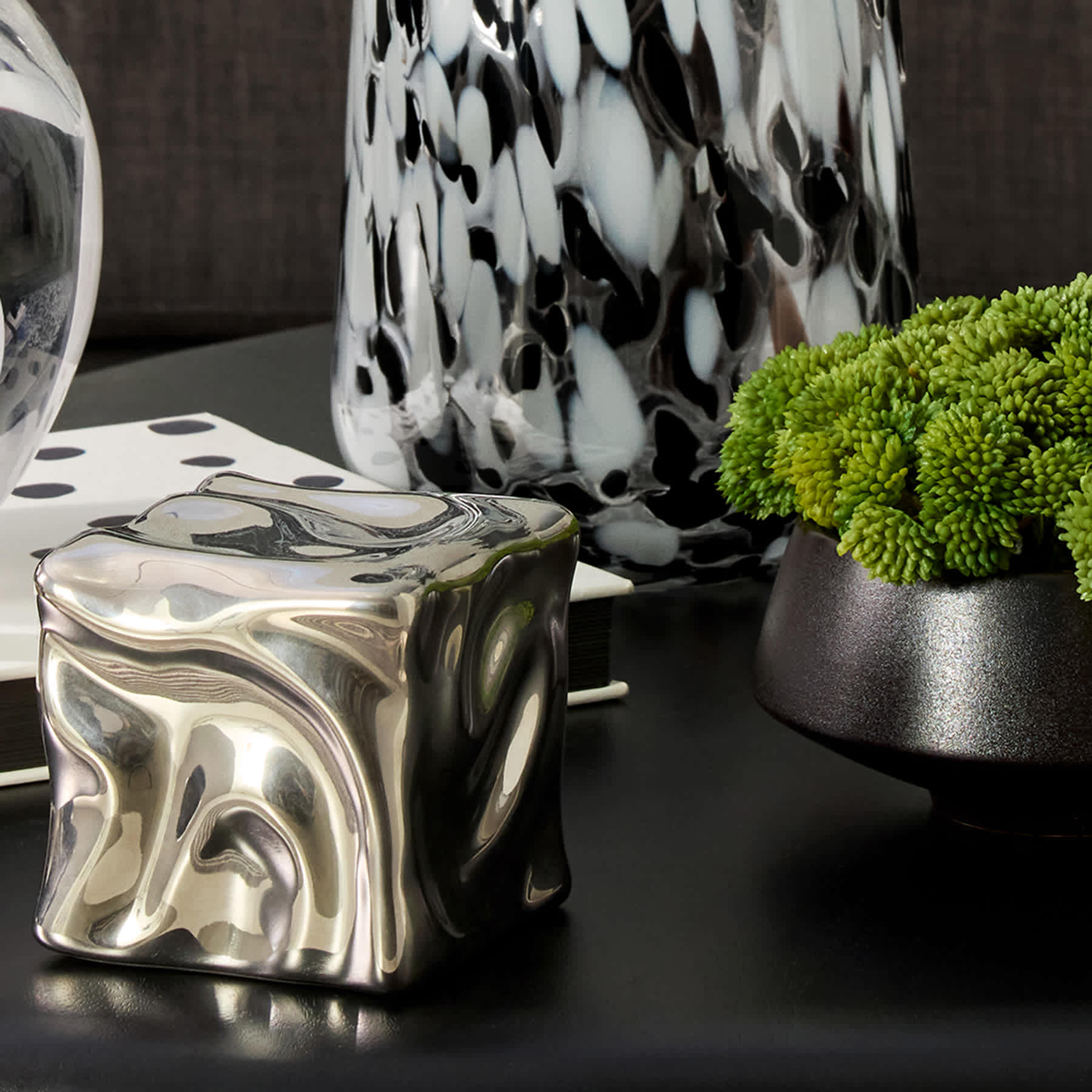 Crosby St. Silver Wavy Cube, 3"