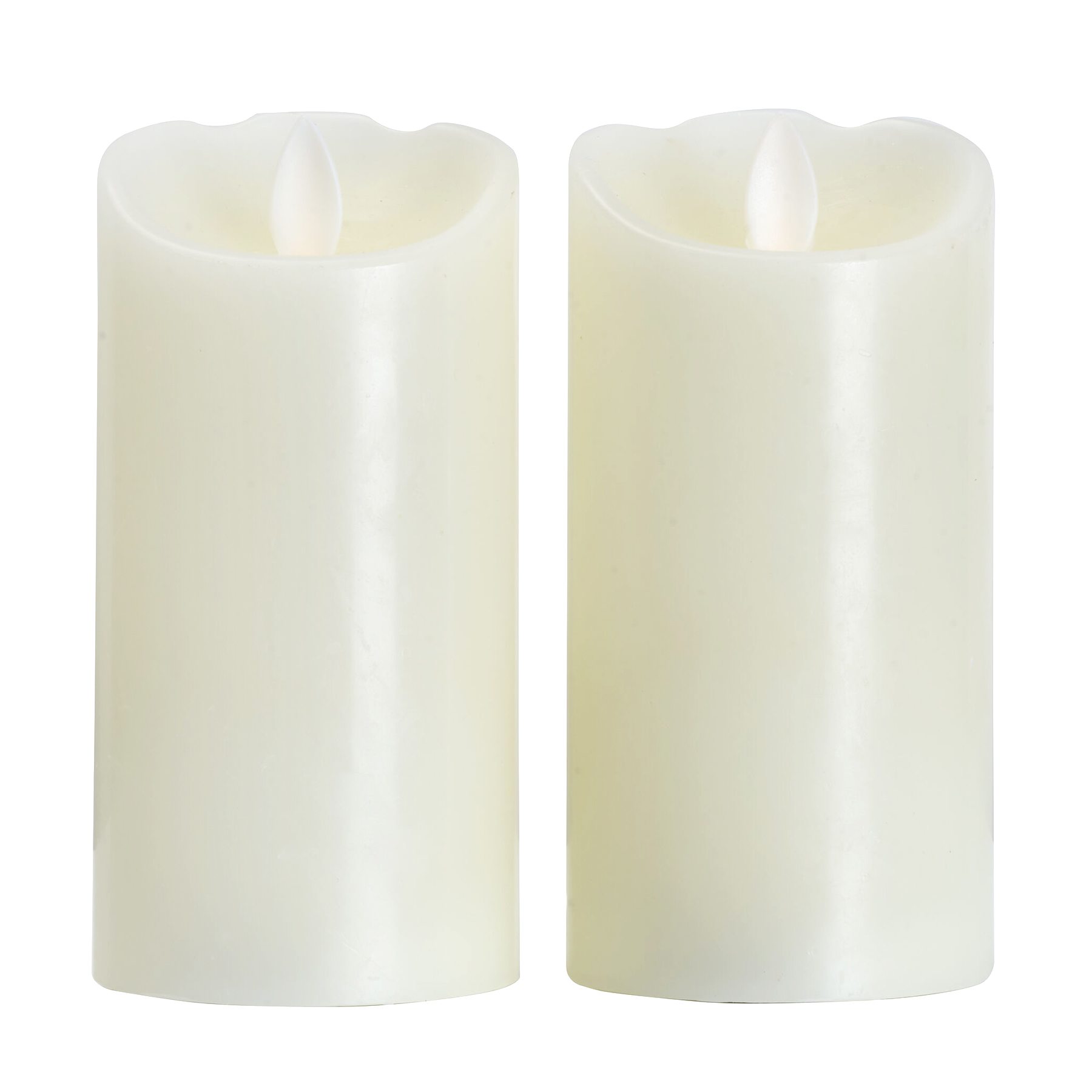 2-Pack White Realistic LED Pillar Candles, 3x6