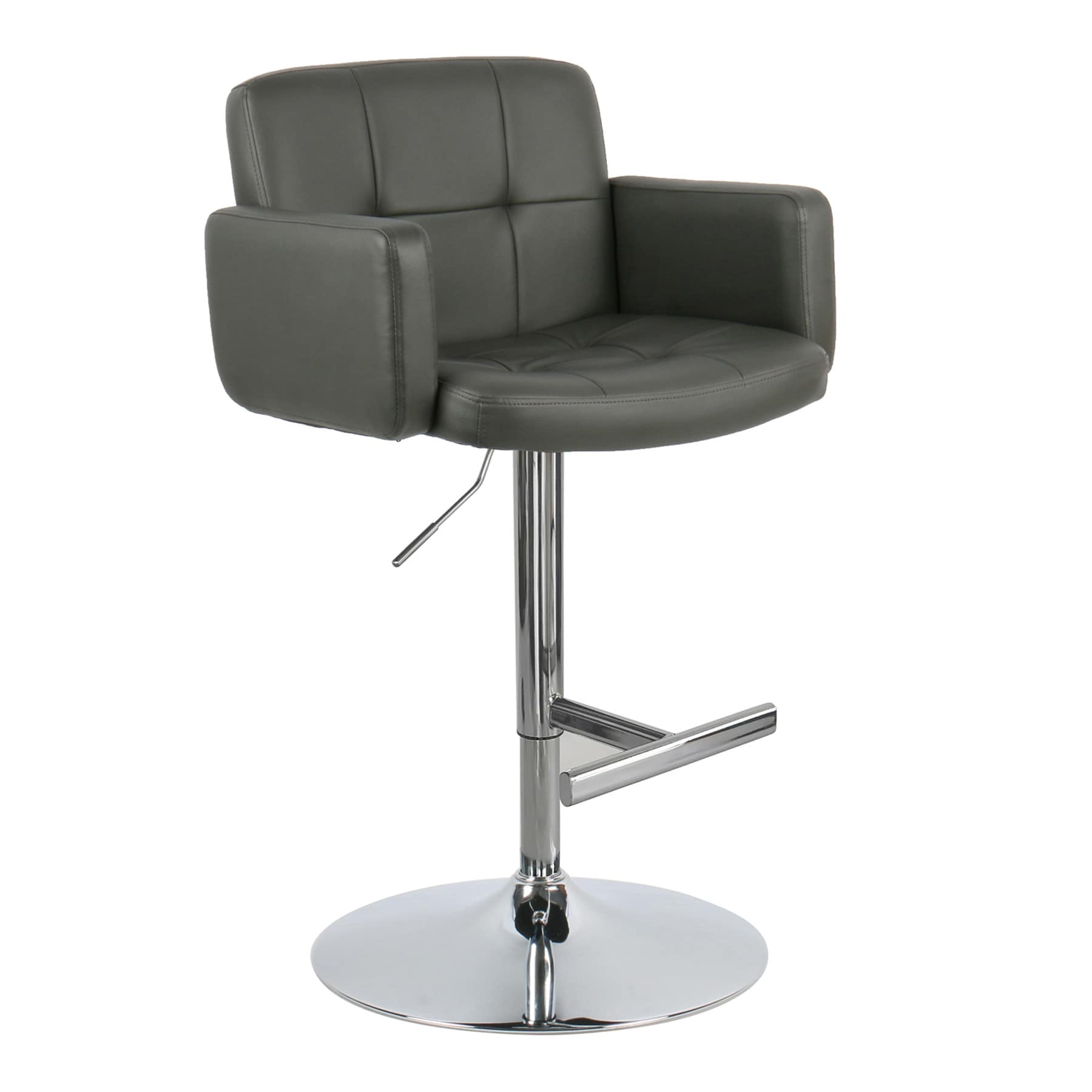Crosby St. Stout Adjustable Faux Leather Barstool, Grey