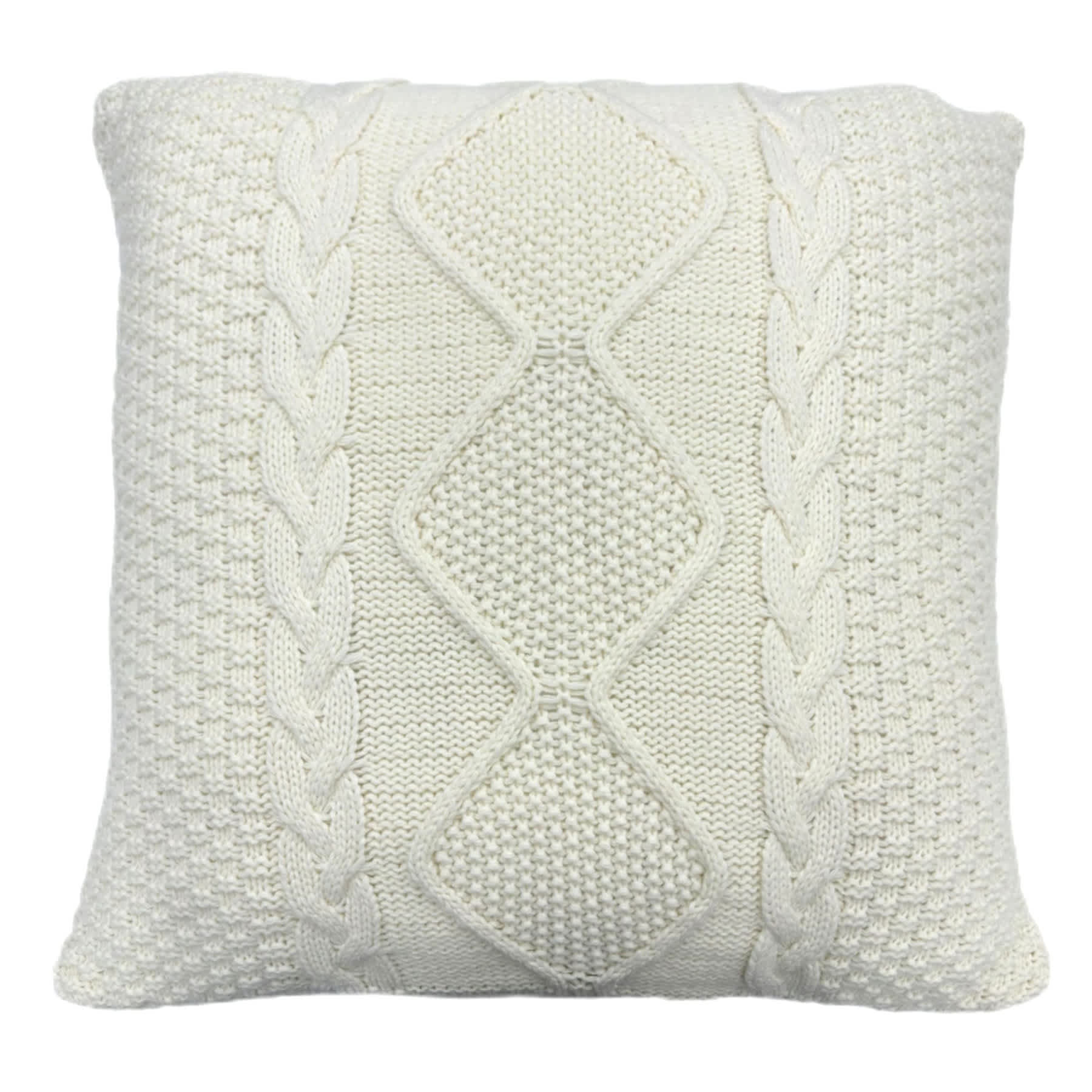 Honeybloom Cream Knitted Throw Pillow, 24"