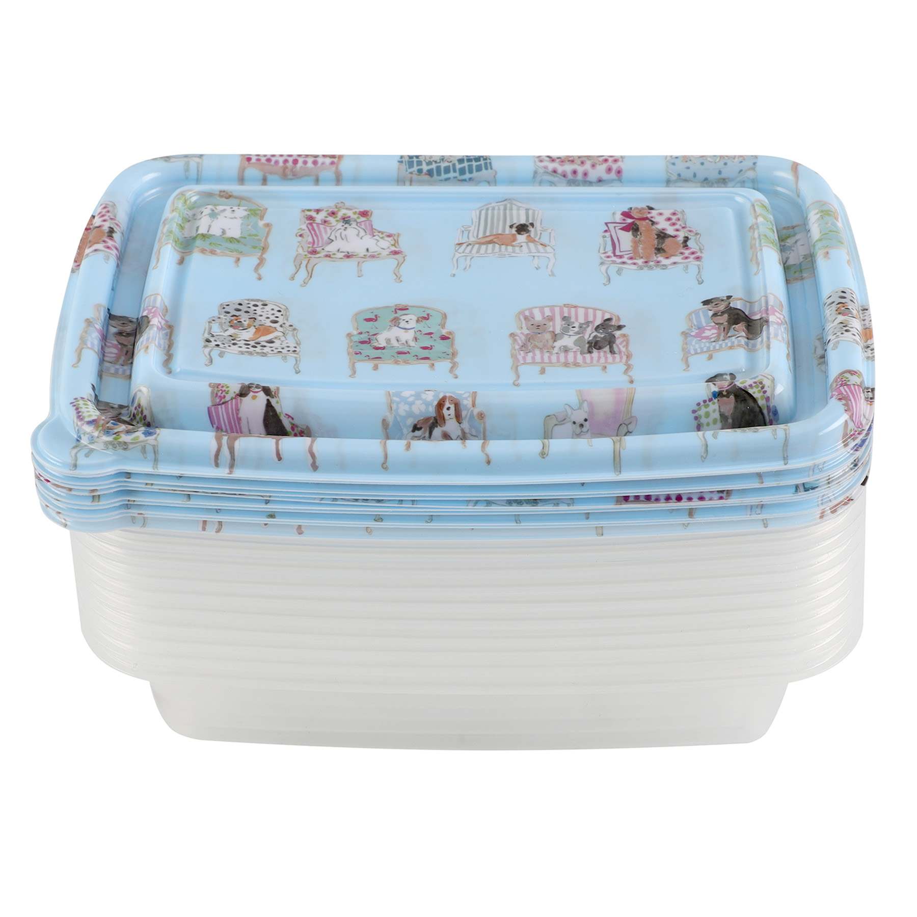 20-Piece Lounging Dogs Rectangle Food Storage Set