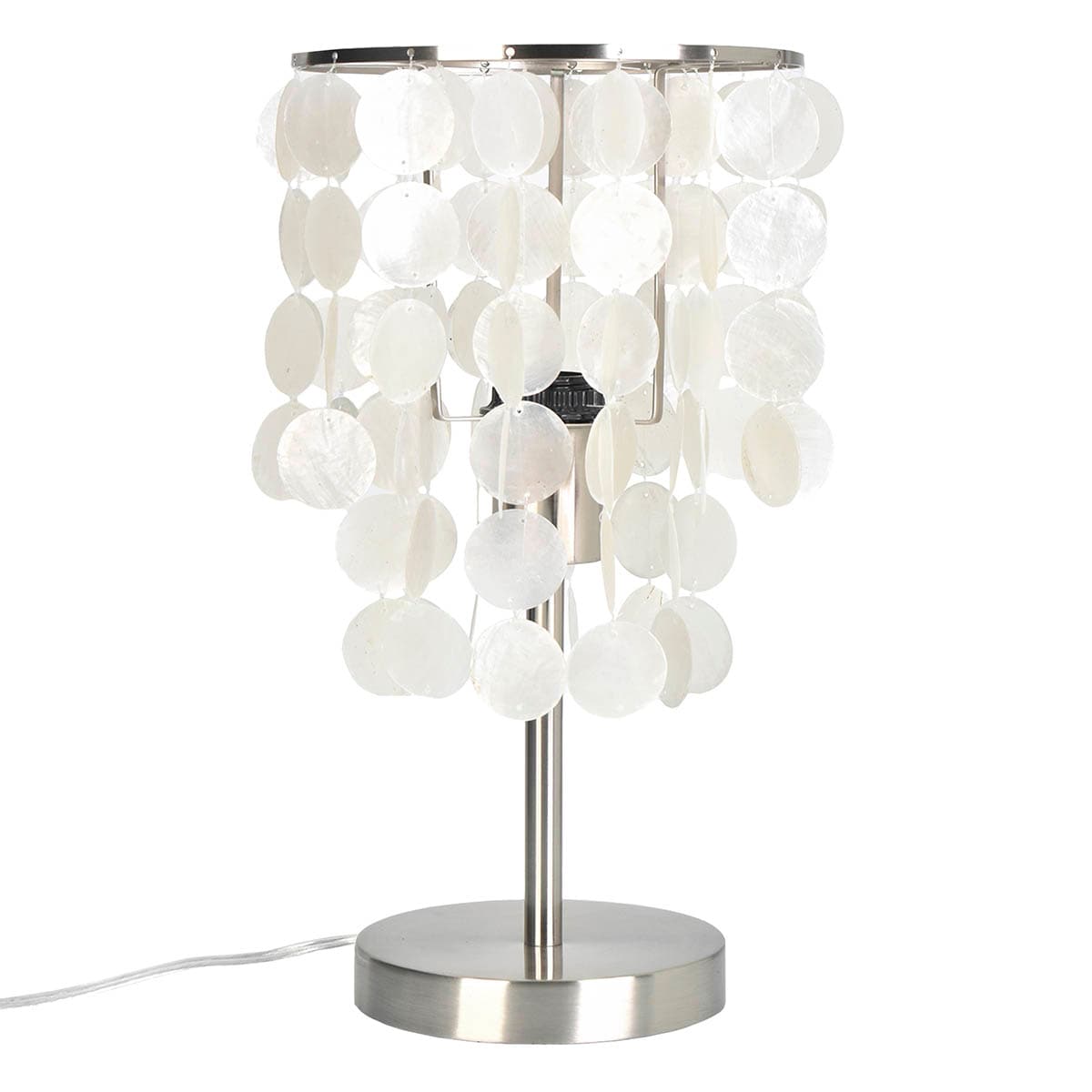 Found & Fable Silver Capiz & Metal Chandelier Table Lamp, 15"