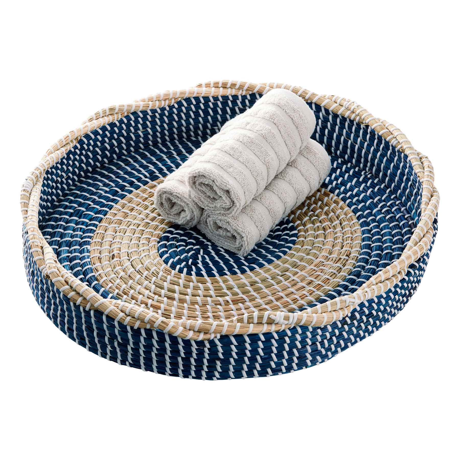 Honeybloom Blue Oval Seagrass Tray, 18x16
