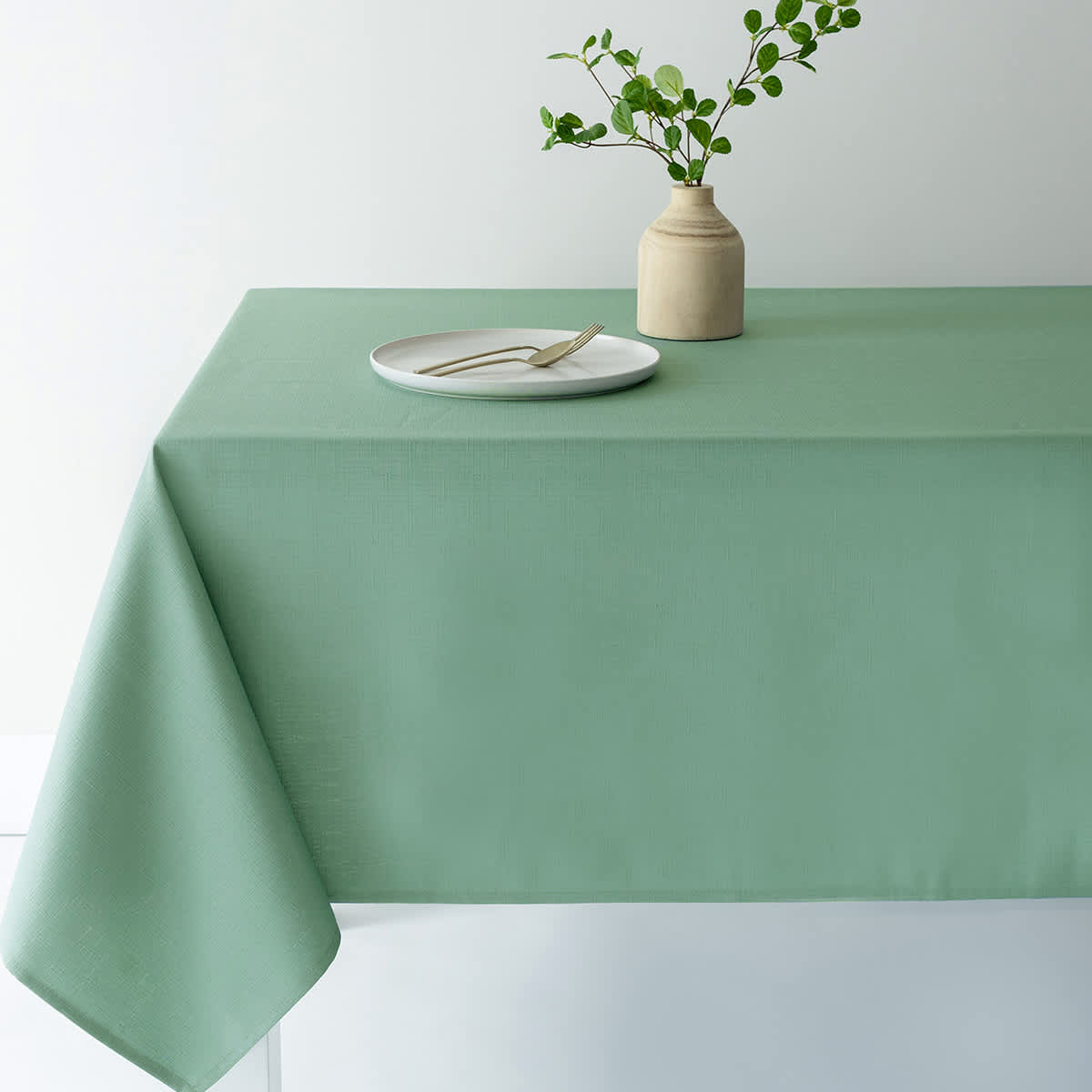 Basics Solid Eucalyptus Green Tablecloth, 60x84