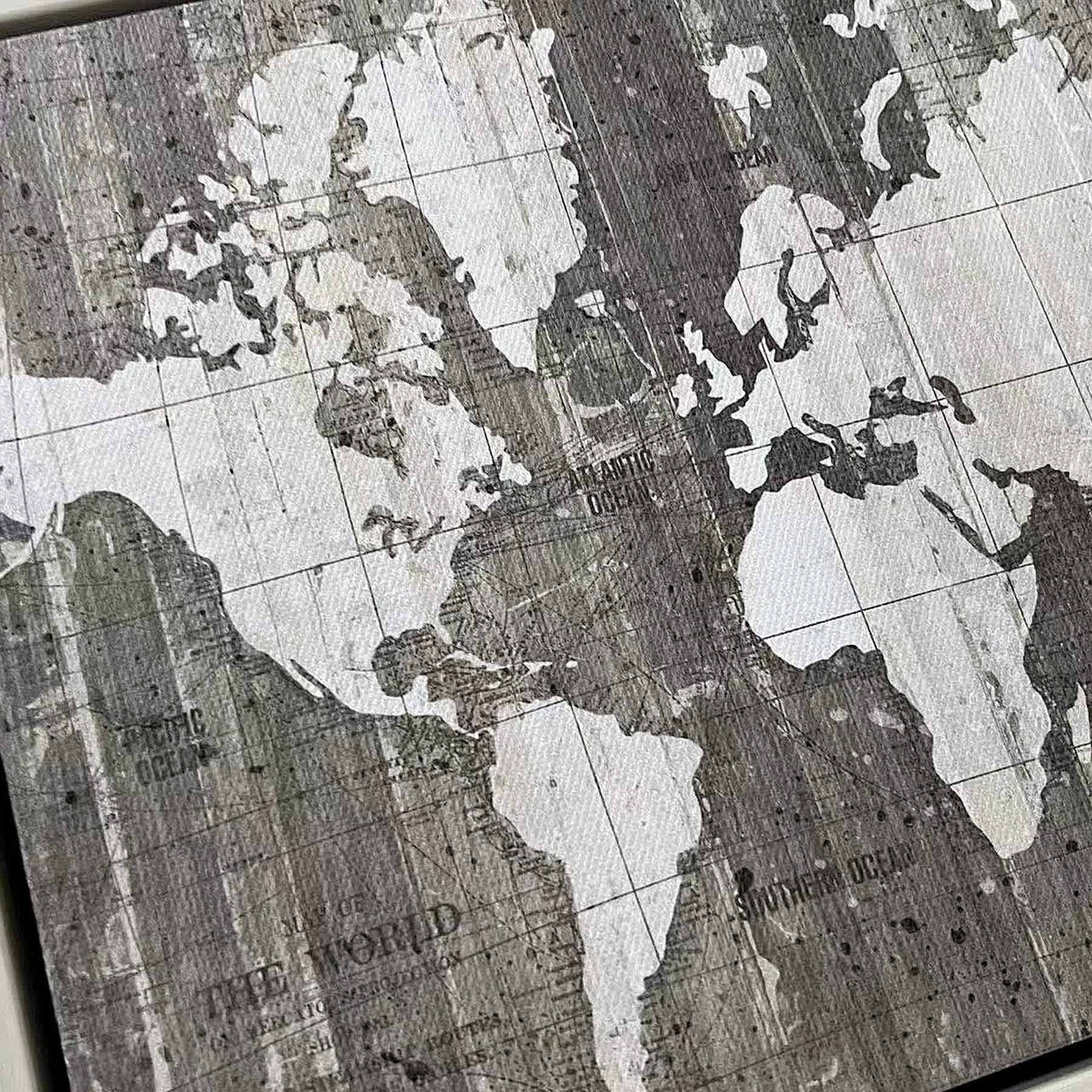 Found & Fable Neutral Old World Map Table Sign, 8x10