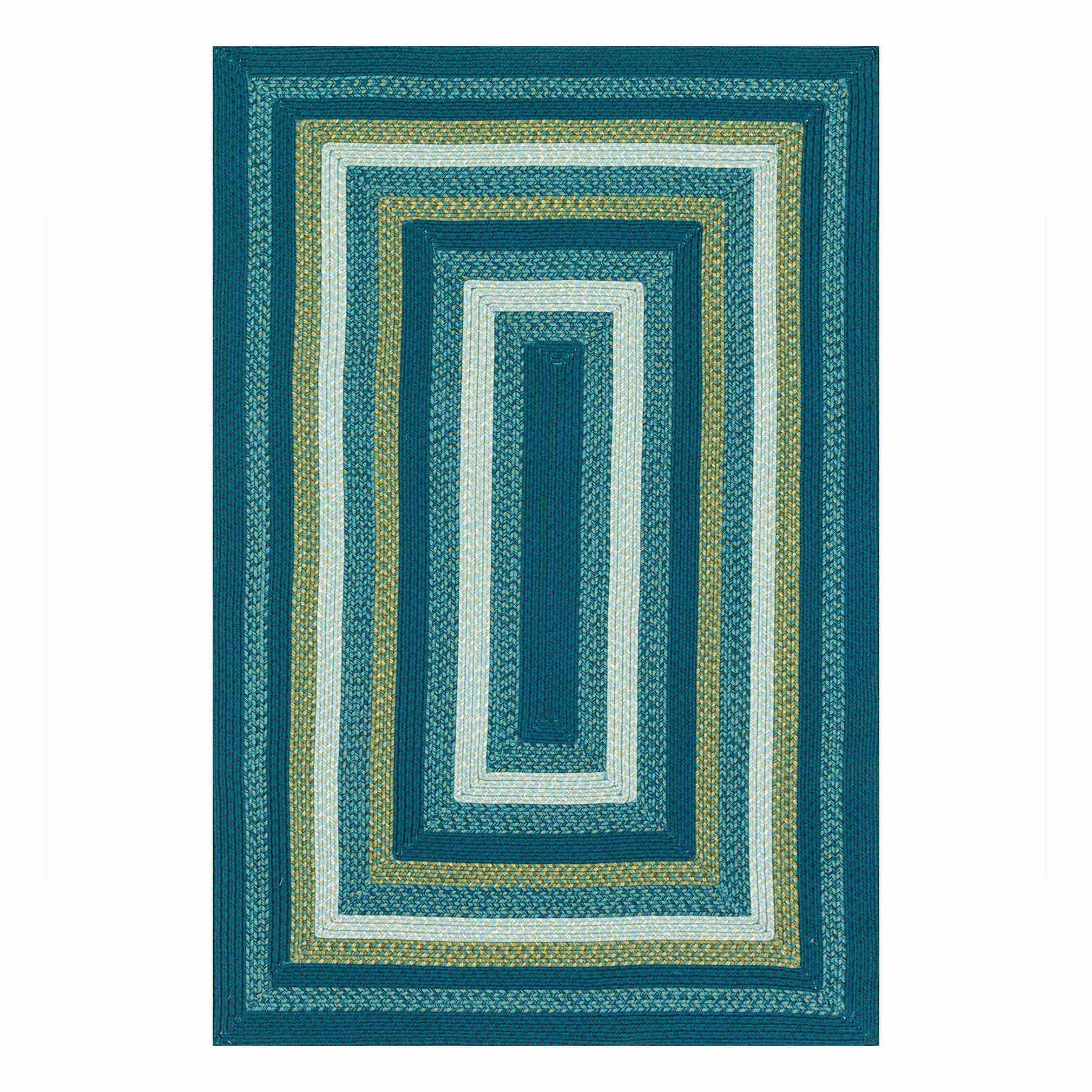 (E133) Kingsburg Blue Braided Indoor & Outdoor Area Rug, 7x10