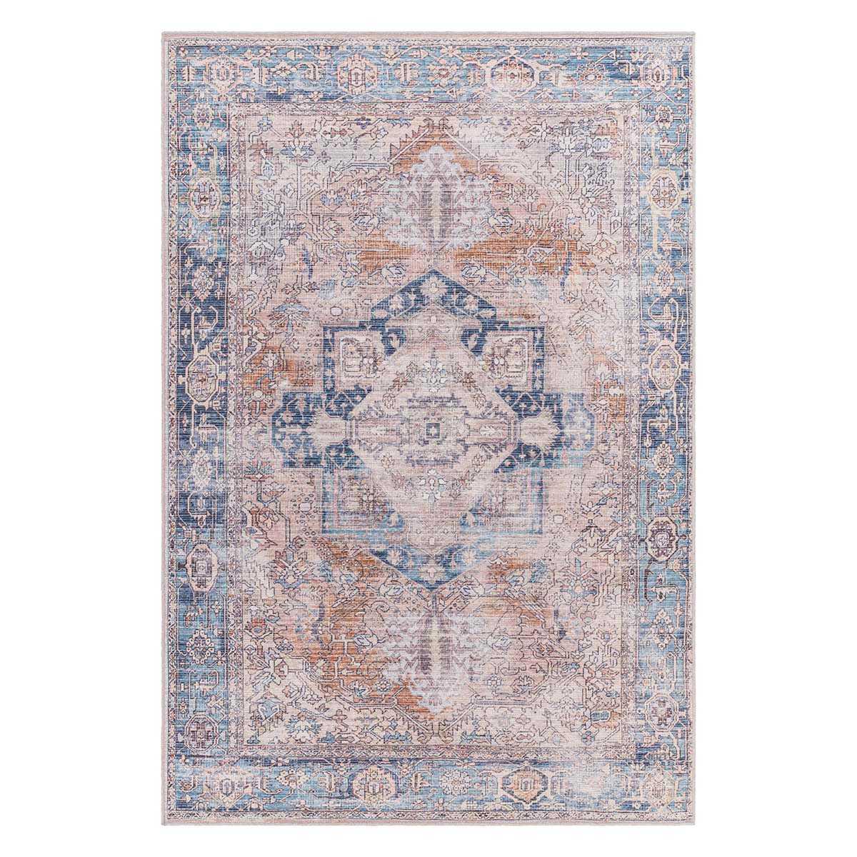 (B882) Colin Blue Medallion Washable Area Rug, 8x10
