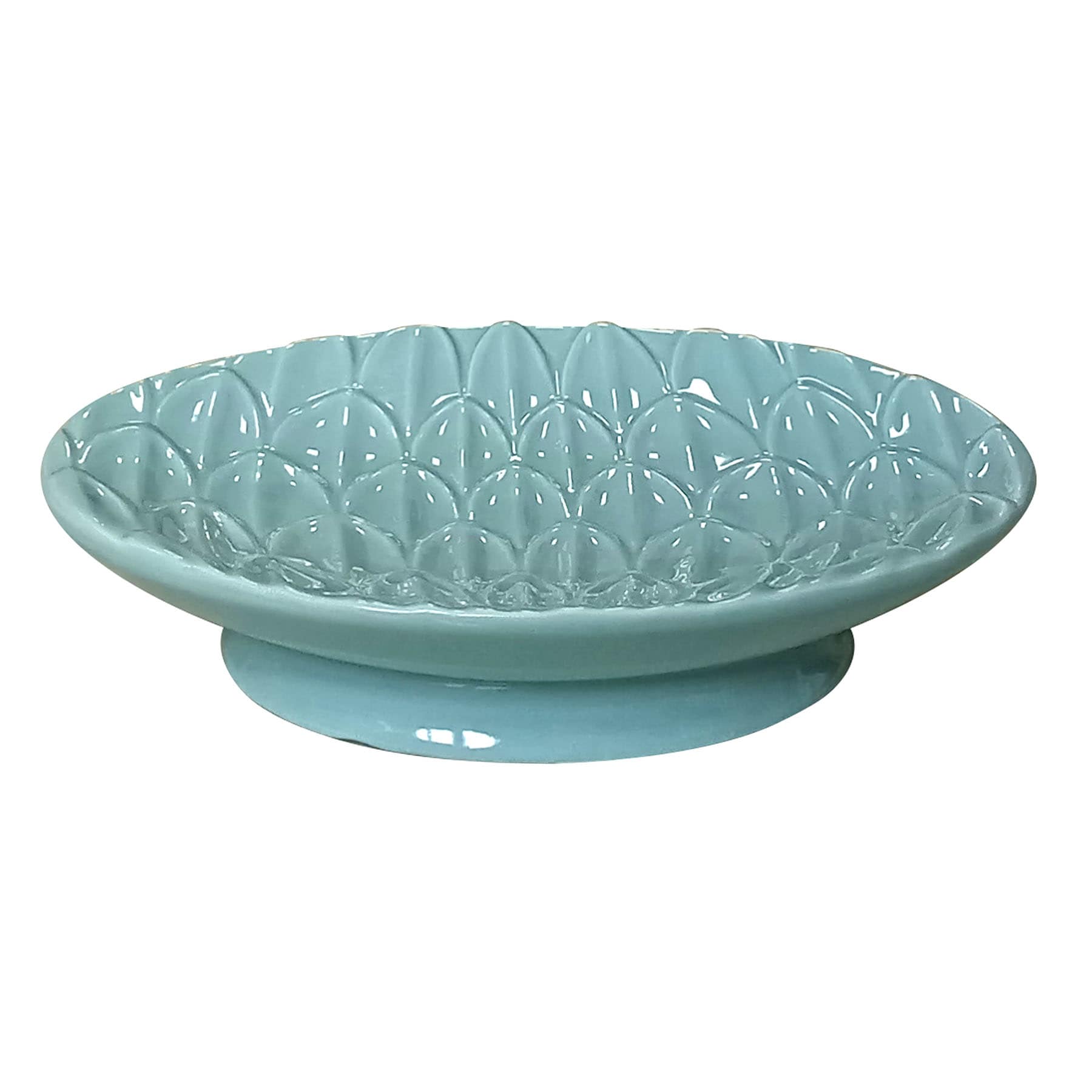 Found & Fable Blue Fan Ceramic Soap Dish, 5"