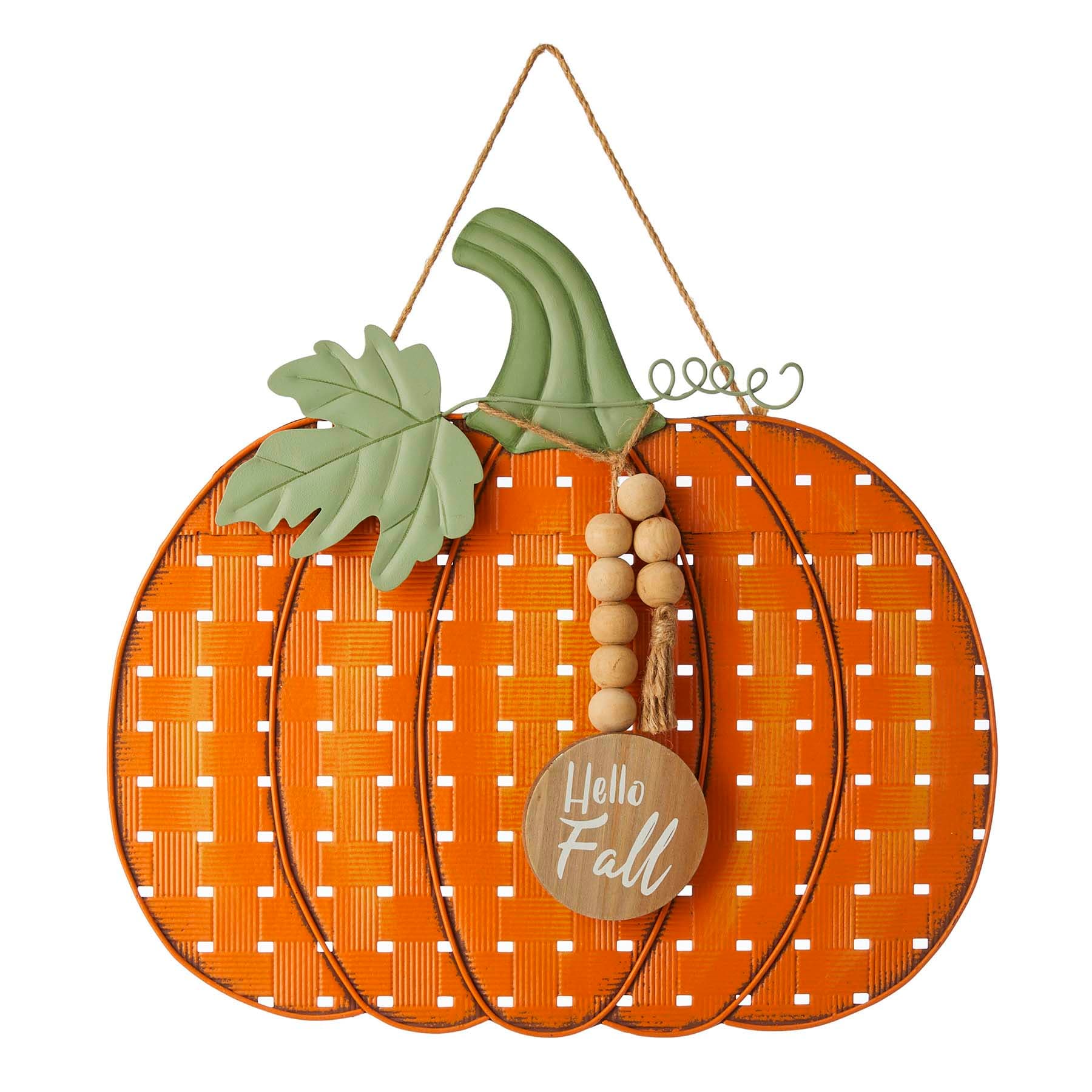 Honeybloom Metal Woven Pumpkin Wall Art, 14x13