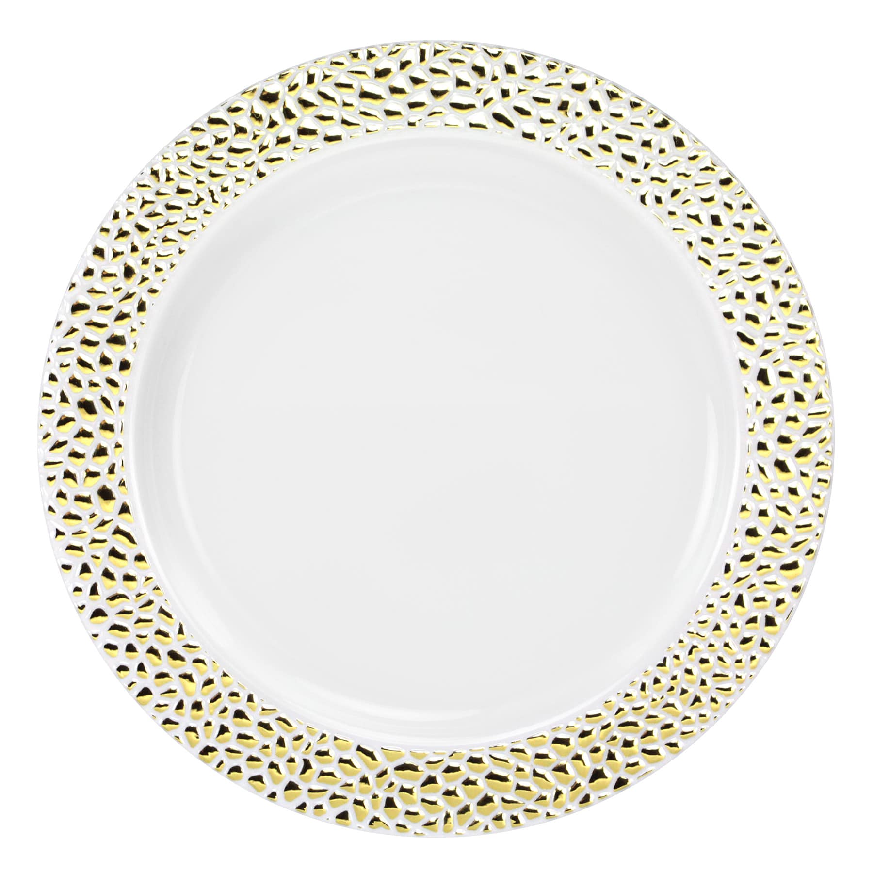 Lillian Table Settings Pearl White with Gold Pebble Edge Plate, 10.25"