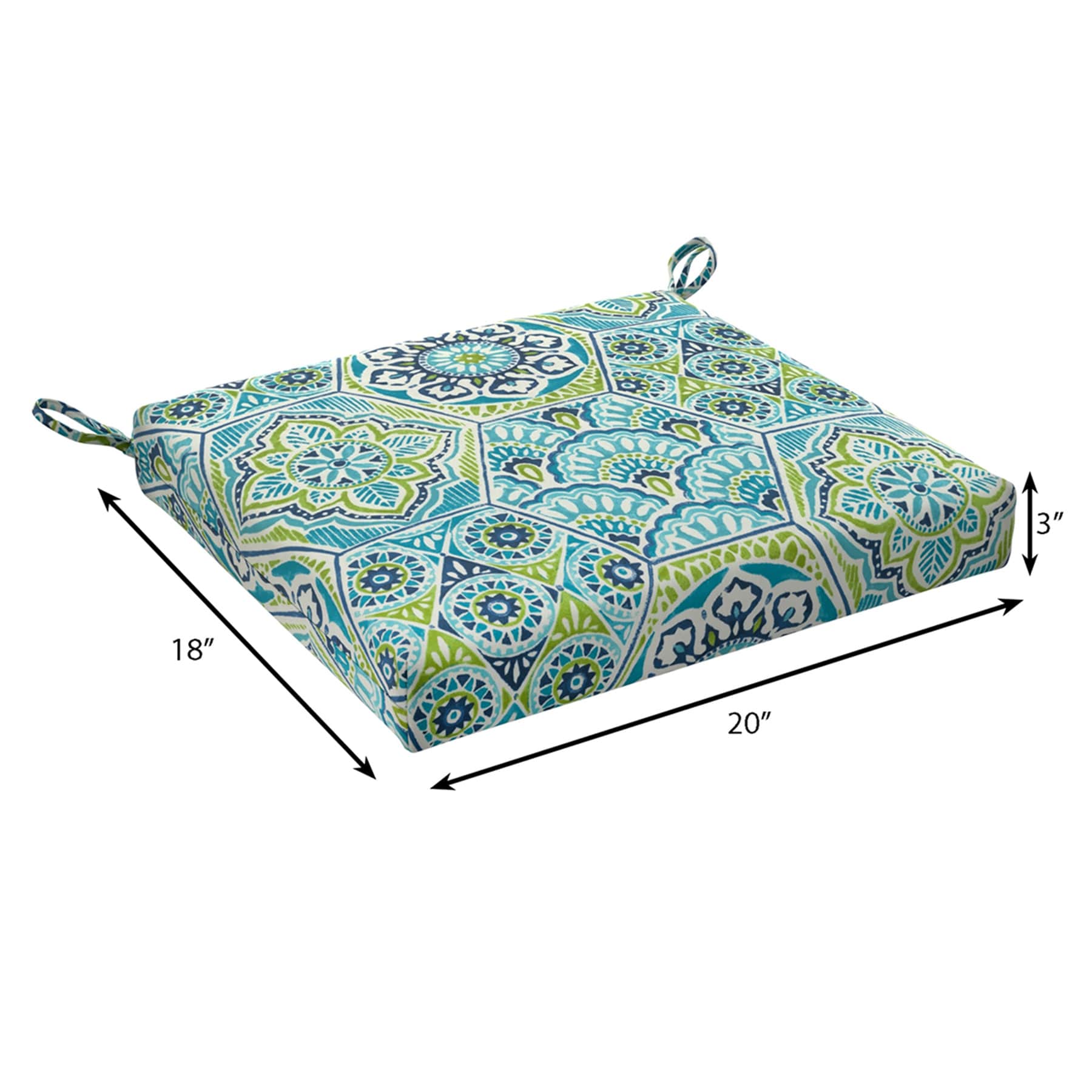 Calista Teal Outdoor Square Seat Cushion