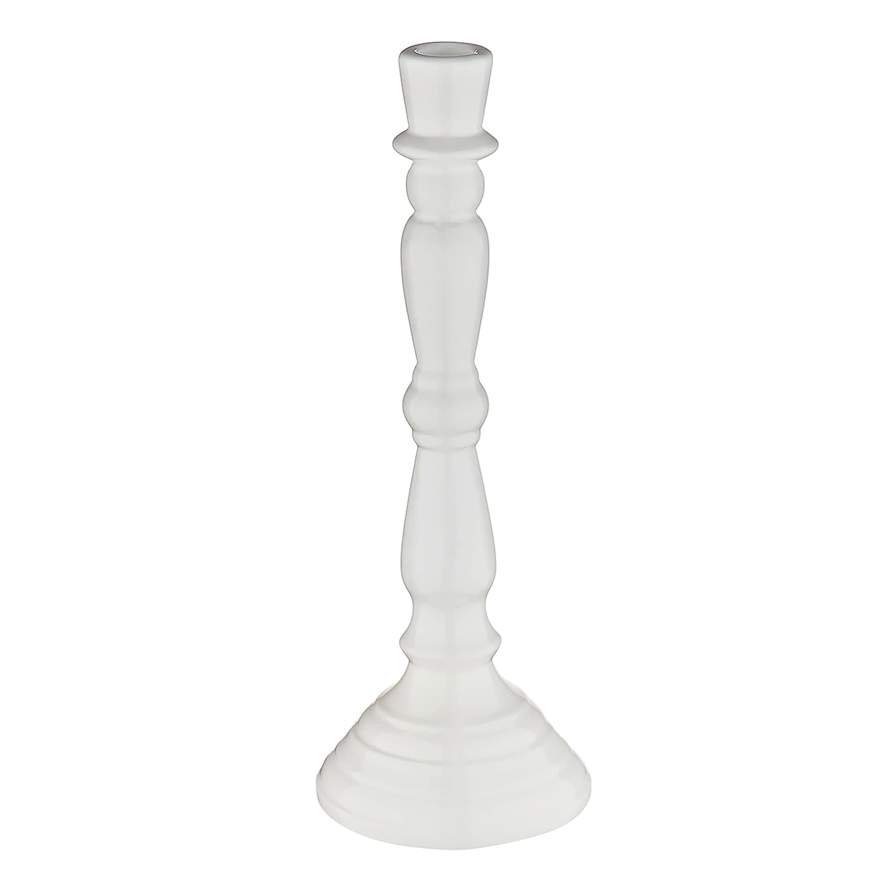 White Ceramic Taper Candle Holder, 13"