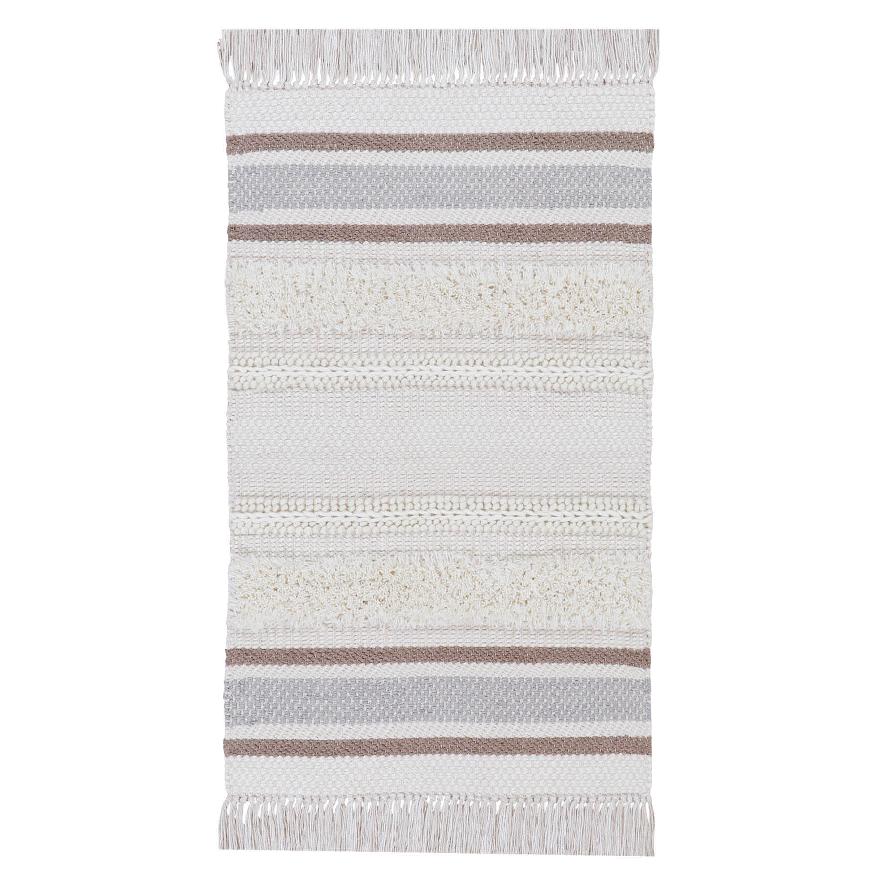 (B801) Honeybloom Ivory Striped Accent Rug, 2x3