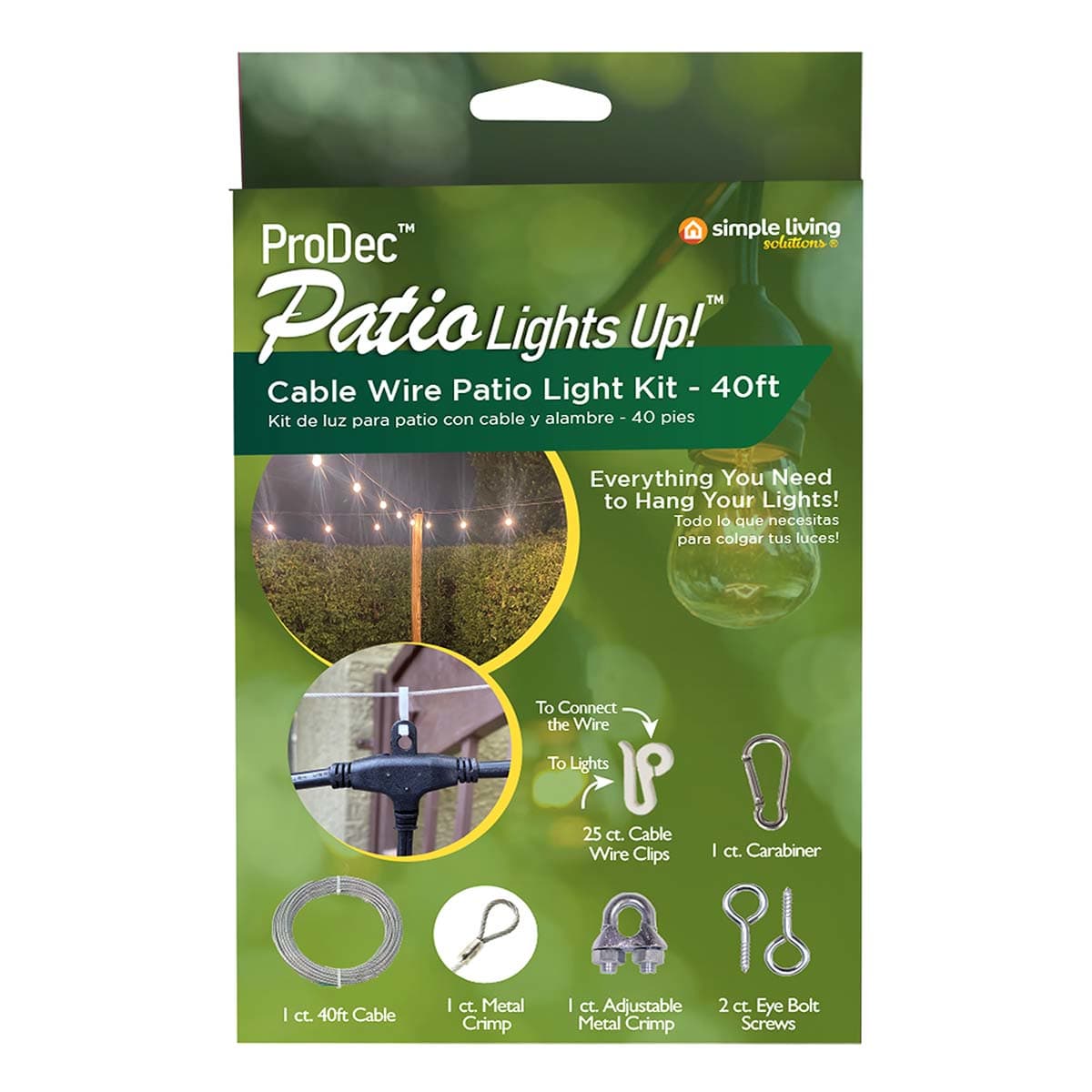 Cable Wire Patio Light Kit, 40'