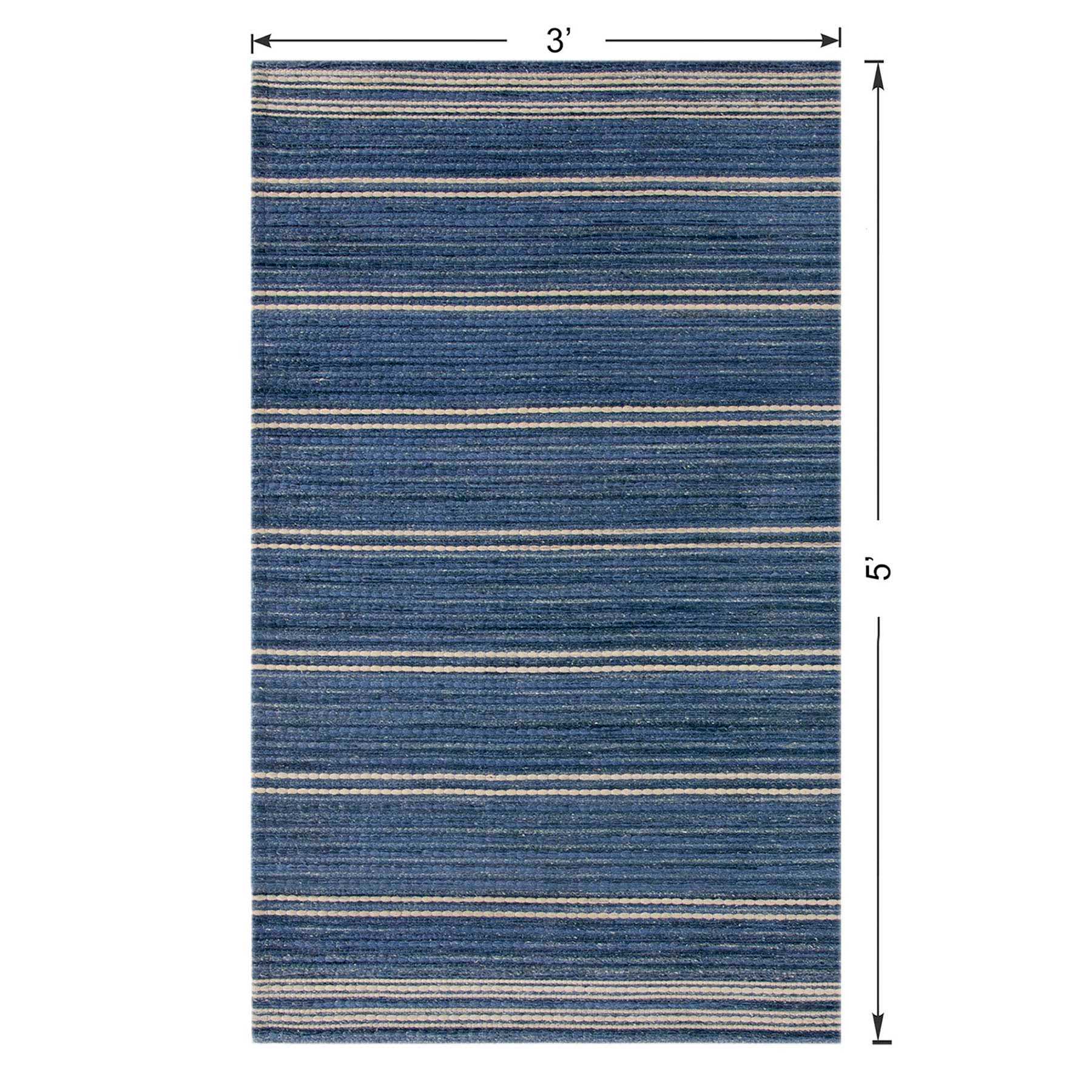 (B824) Ty Pennington Terrace Indigo Striped Flatweave Accent Rug, 3x5
