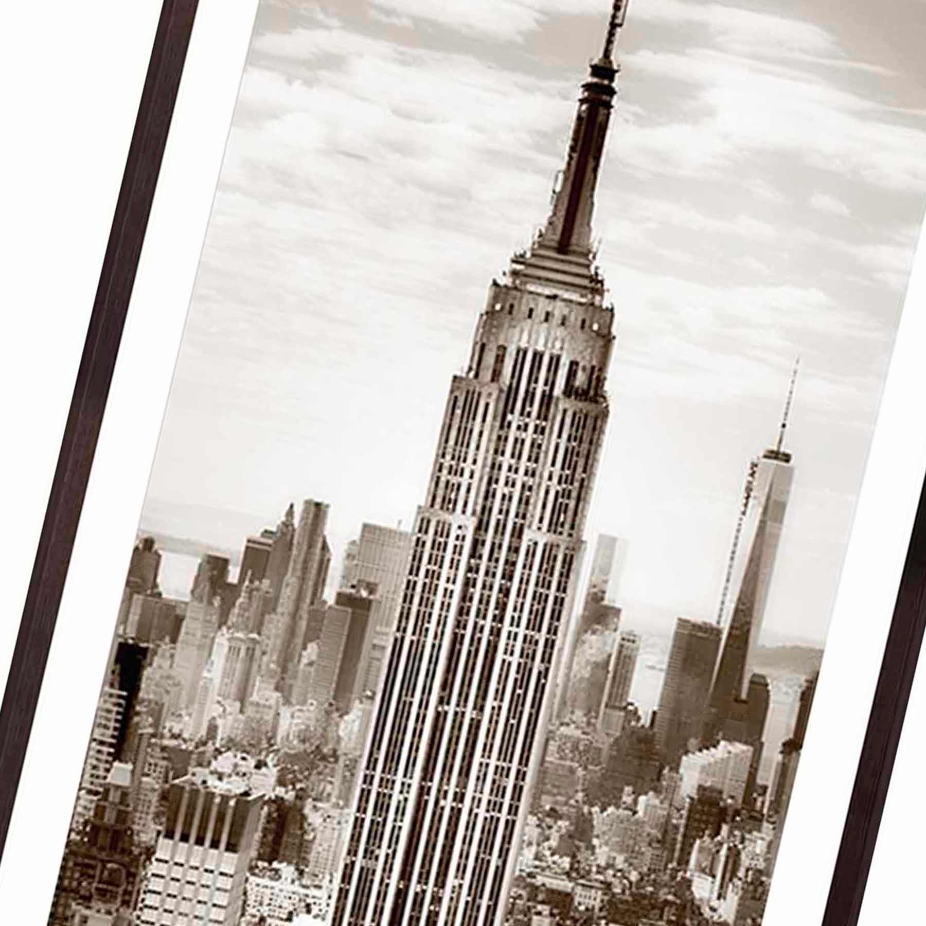 Glass Framed Cityscape Print Wall Art, 25x49