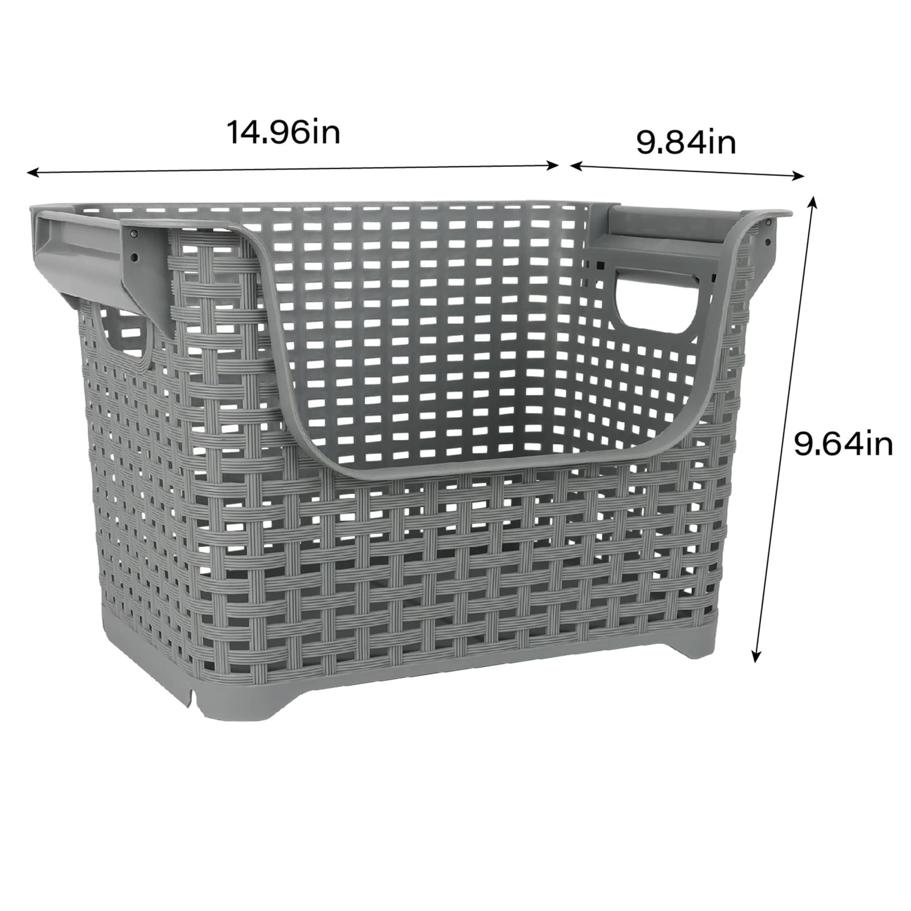 Crossover Weave Stackable Storage Basket, Grey