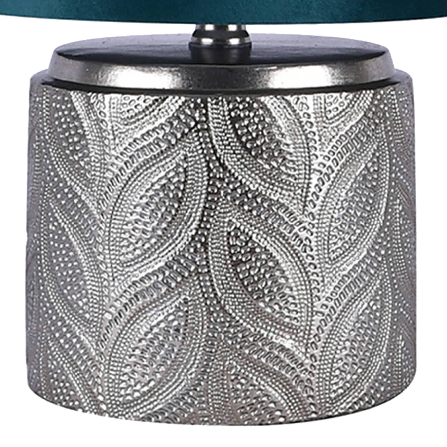 Found & Fable Silver Etched Metal Small Lamp with Green Shade, 16"