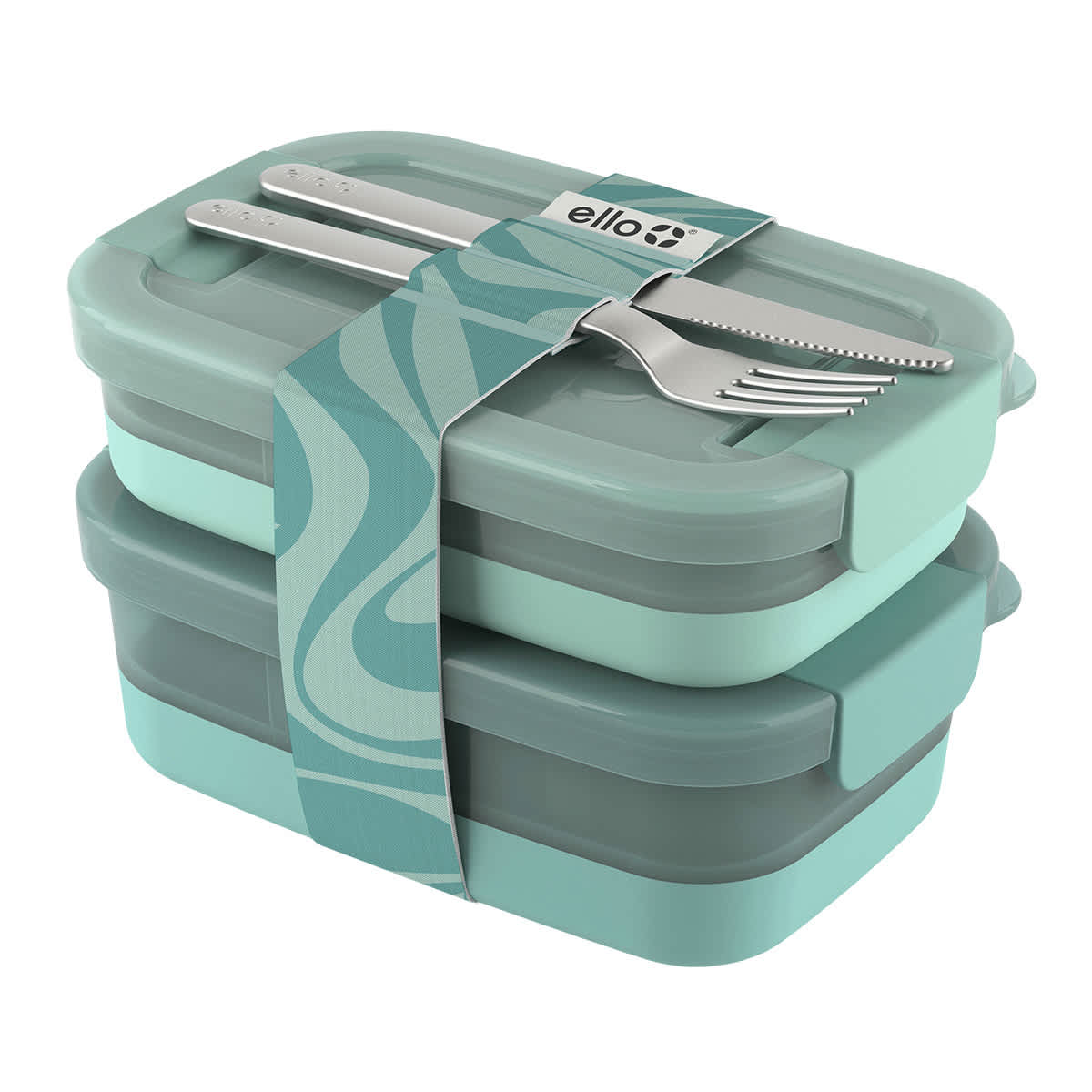 Ello Mint Plastic Lunch Stack