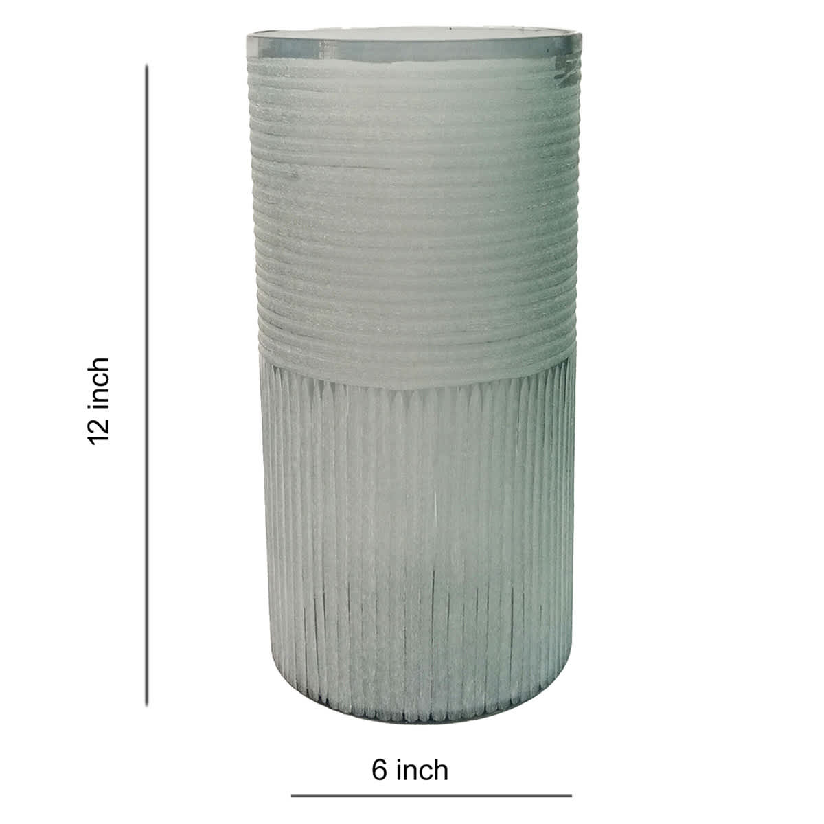 Blue Ribbed Glass Hurricane Candle Holder, 12"