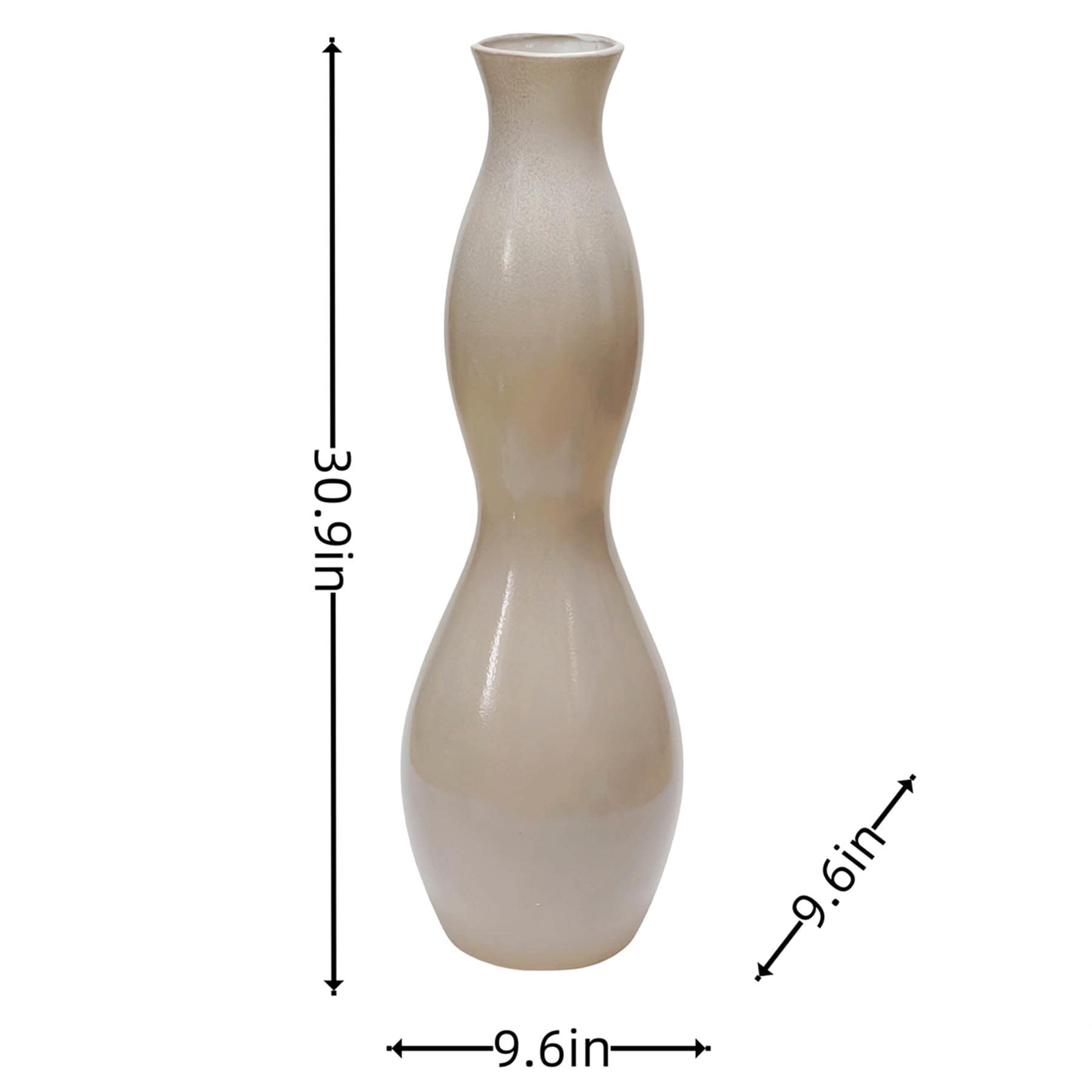 Tan Reactive Glaze Curvy Floor Vase, 31"