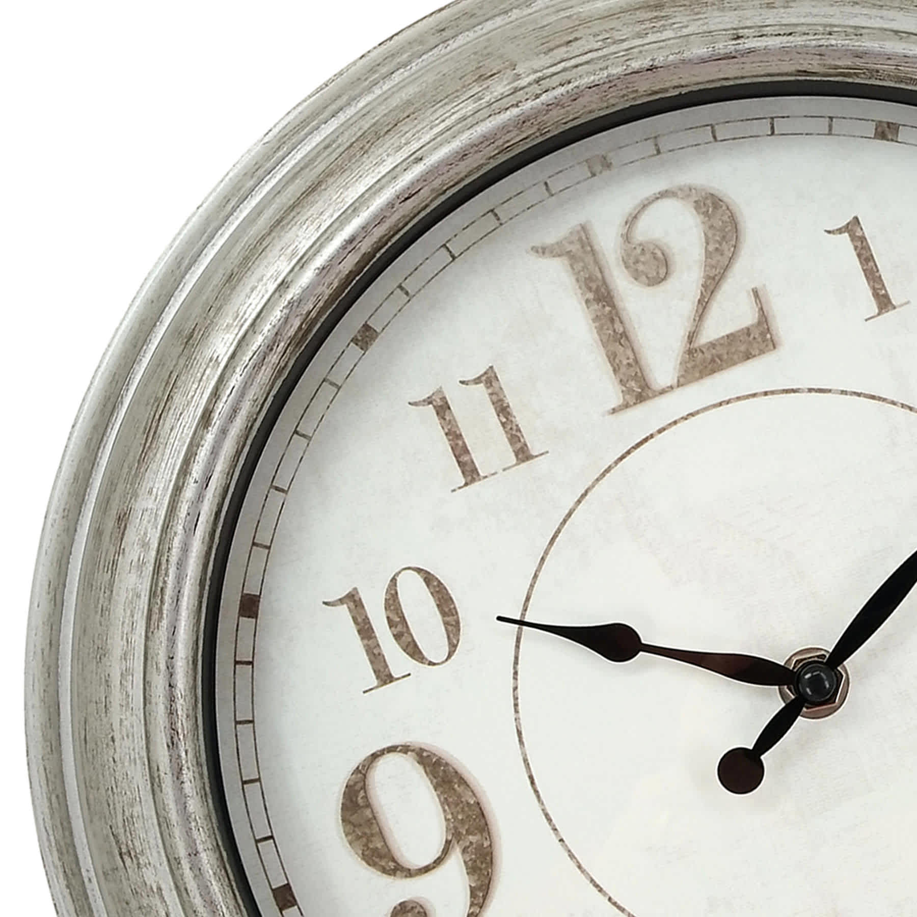 Silver & White Modern Round Wall Clock, 12"