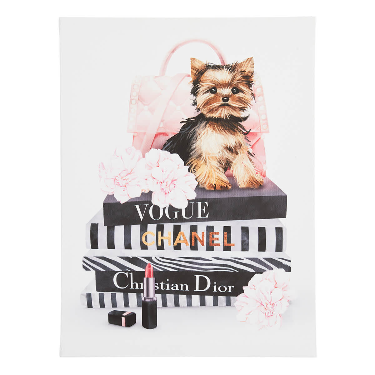 Fashion Pink Bag with Dog Canvas Wall Art, 12x16