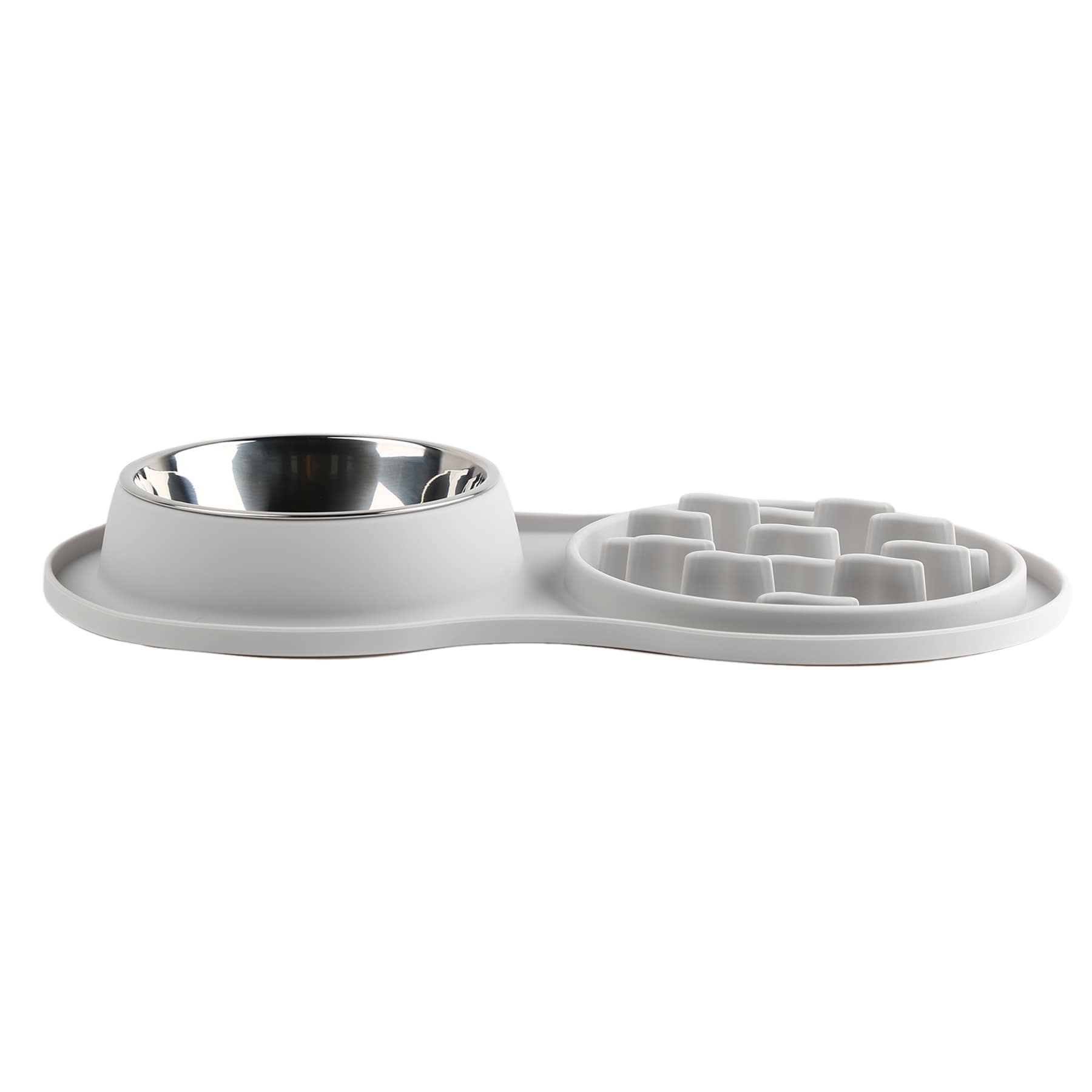 1.5-Cup Grey Silicone Slow Pet Bowl Set, Medium