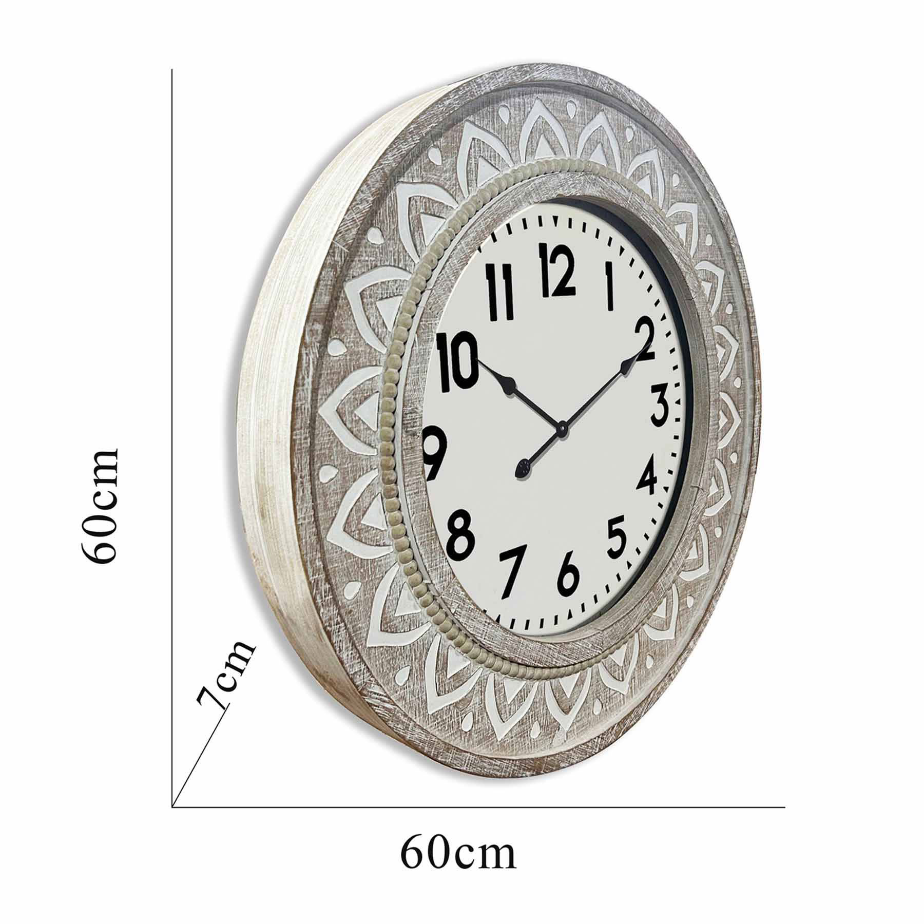 Carved Wooden Wall Clock, 24"
