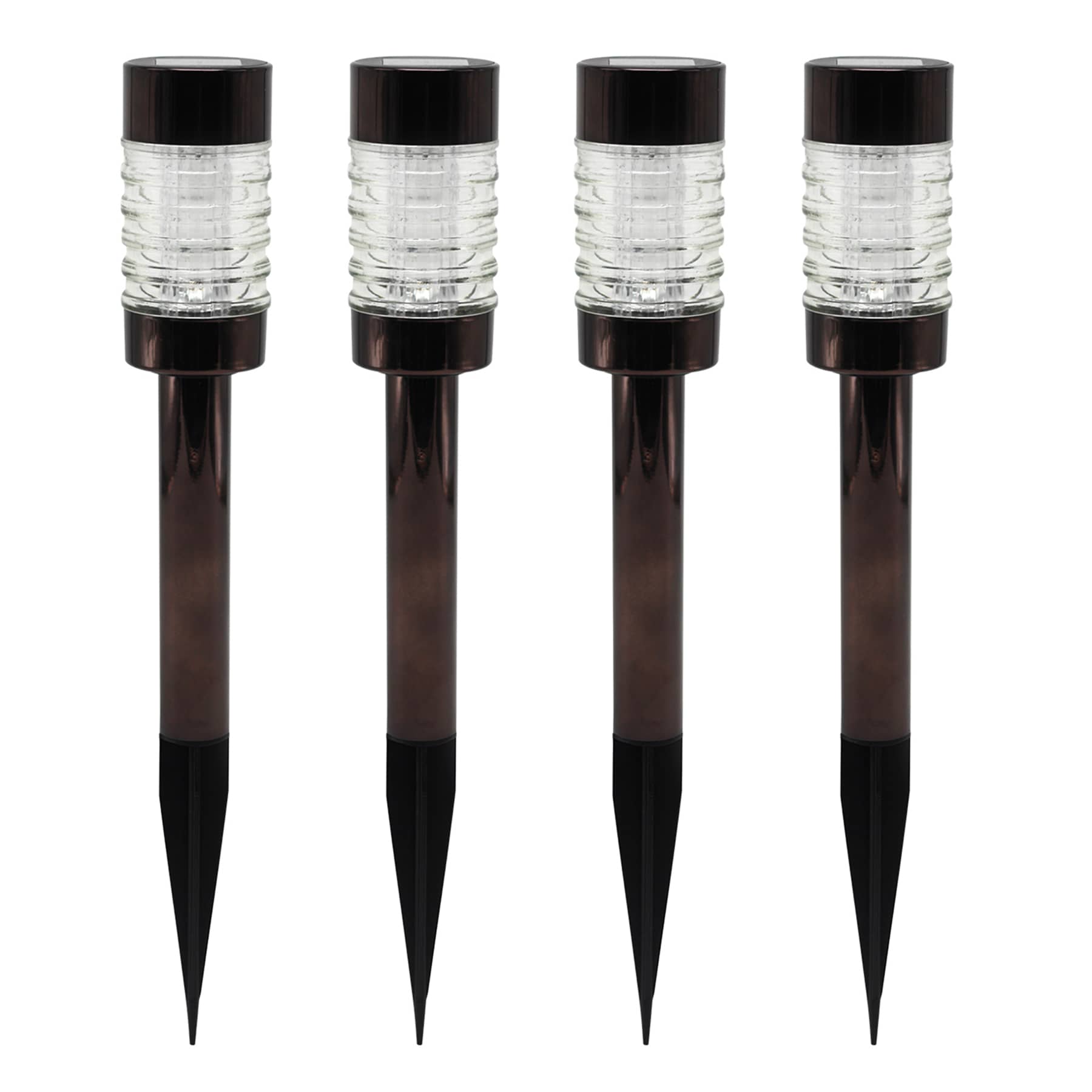 4-Pack 6-Lumen Solar Oil Rubbed Bronze Round Steel Solar Pathway Lights