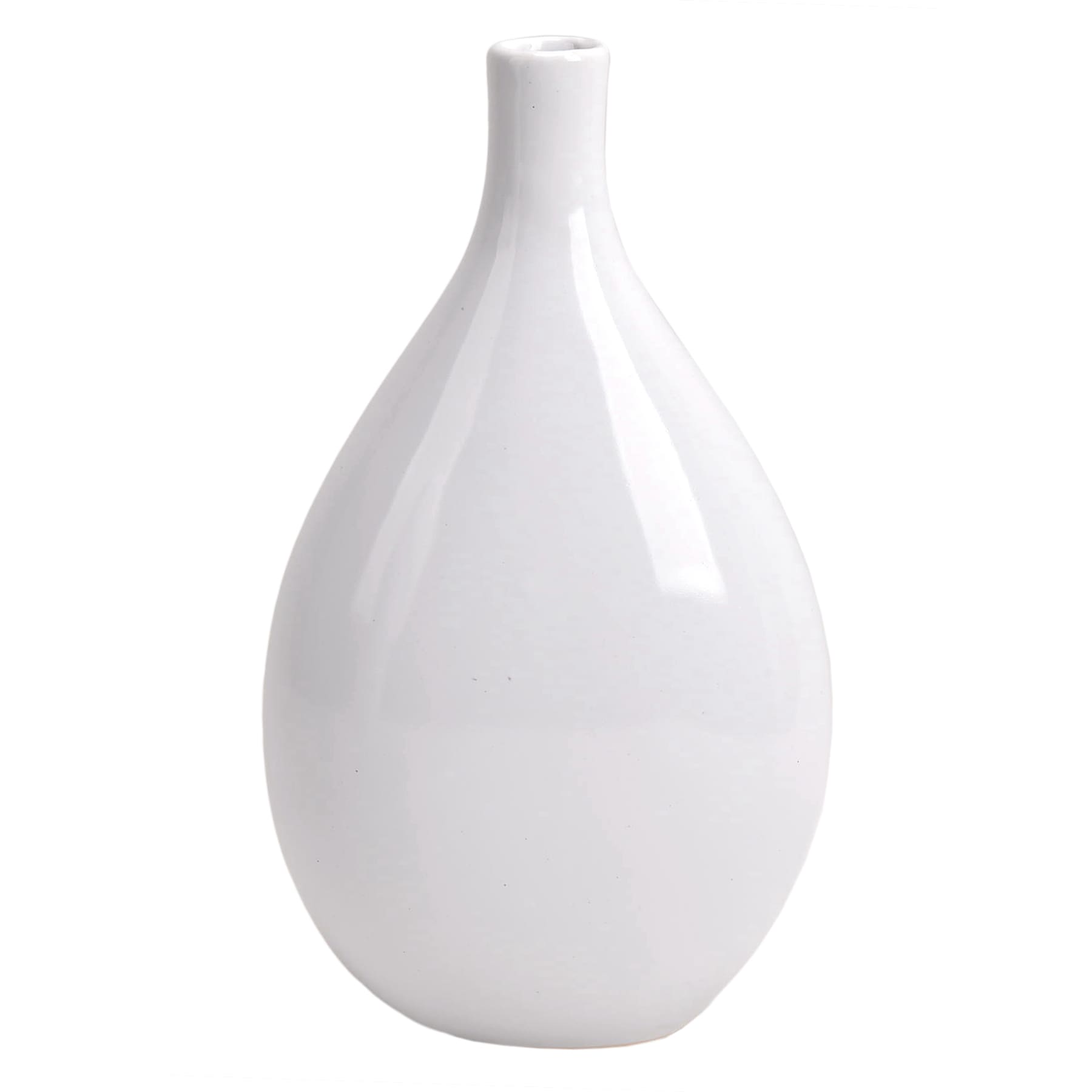 Providence White Ceramic Teardrop Vase, 12"