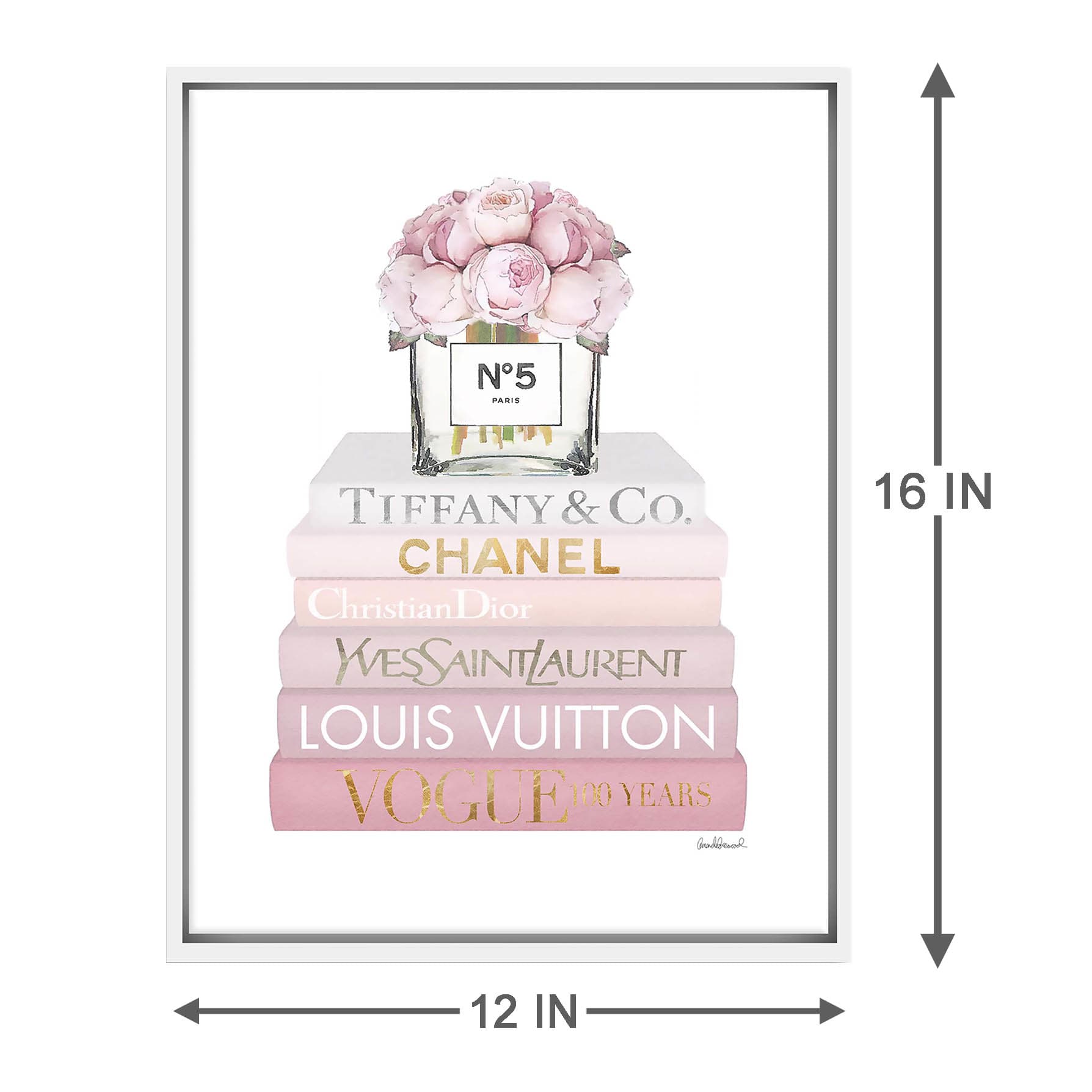 Framed Glam Books Canvas Wall Art, 12x16