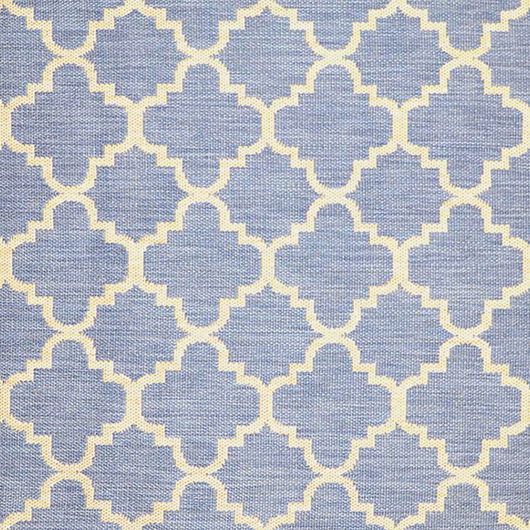 (E229) Blue & Beige Quatrefoil Modern Indoor & Outdoor Area Rug, 2x4