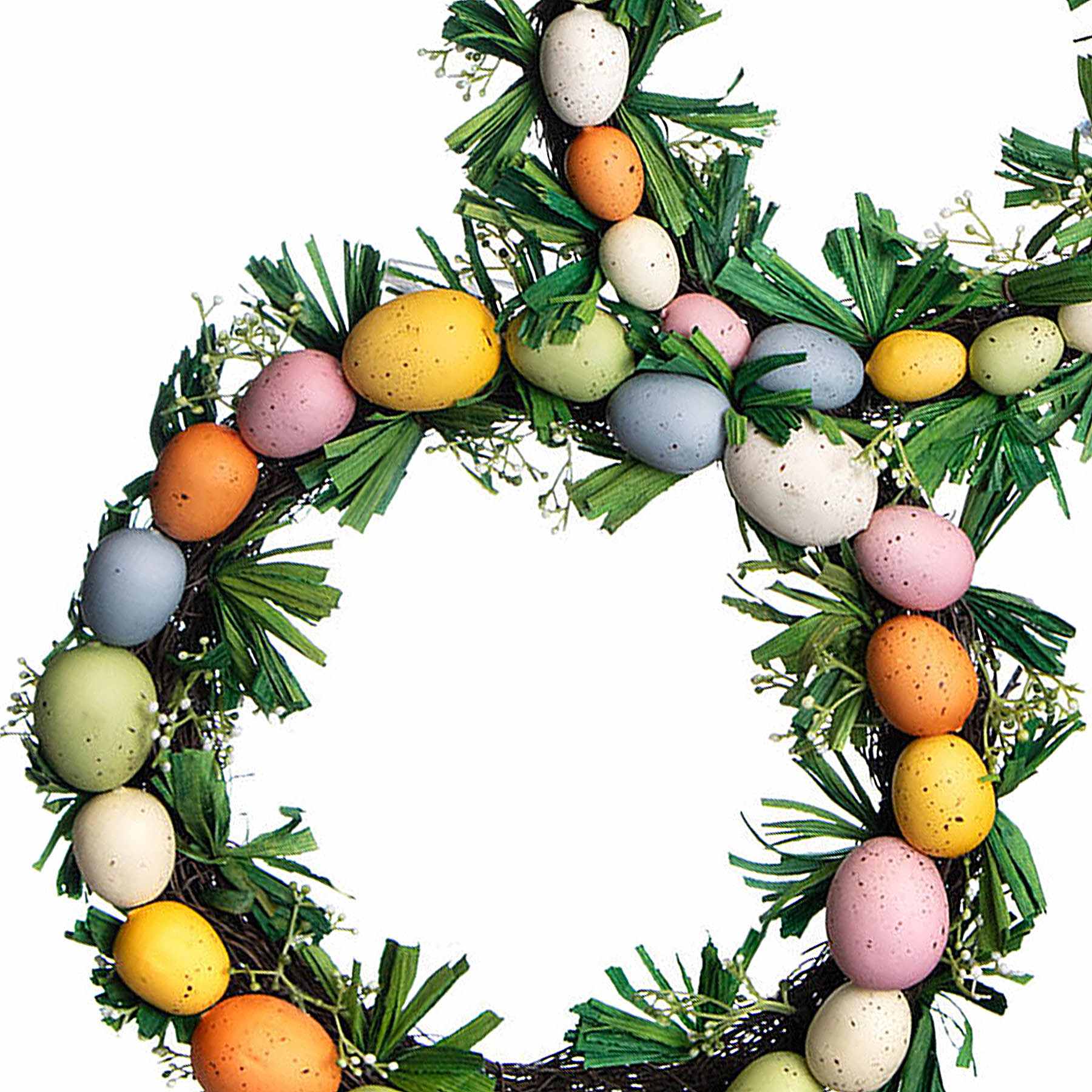 Homespun Easter Bunny Shaped Easter Egg Wreath, 28"
