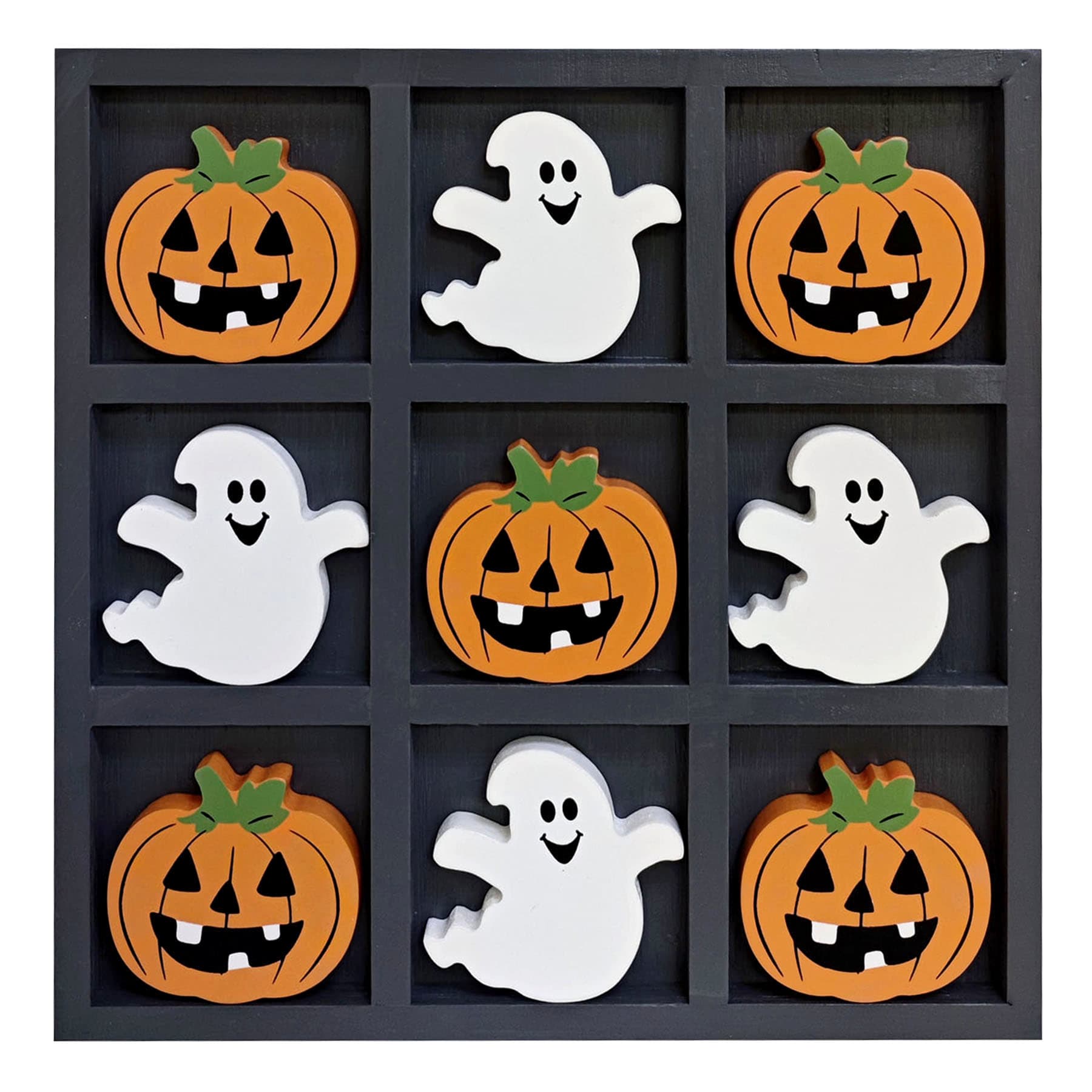 Happy Haunting Pumpkin & Ghost Wooden Tabletop Game, 9.5"