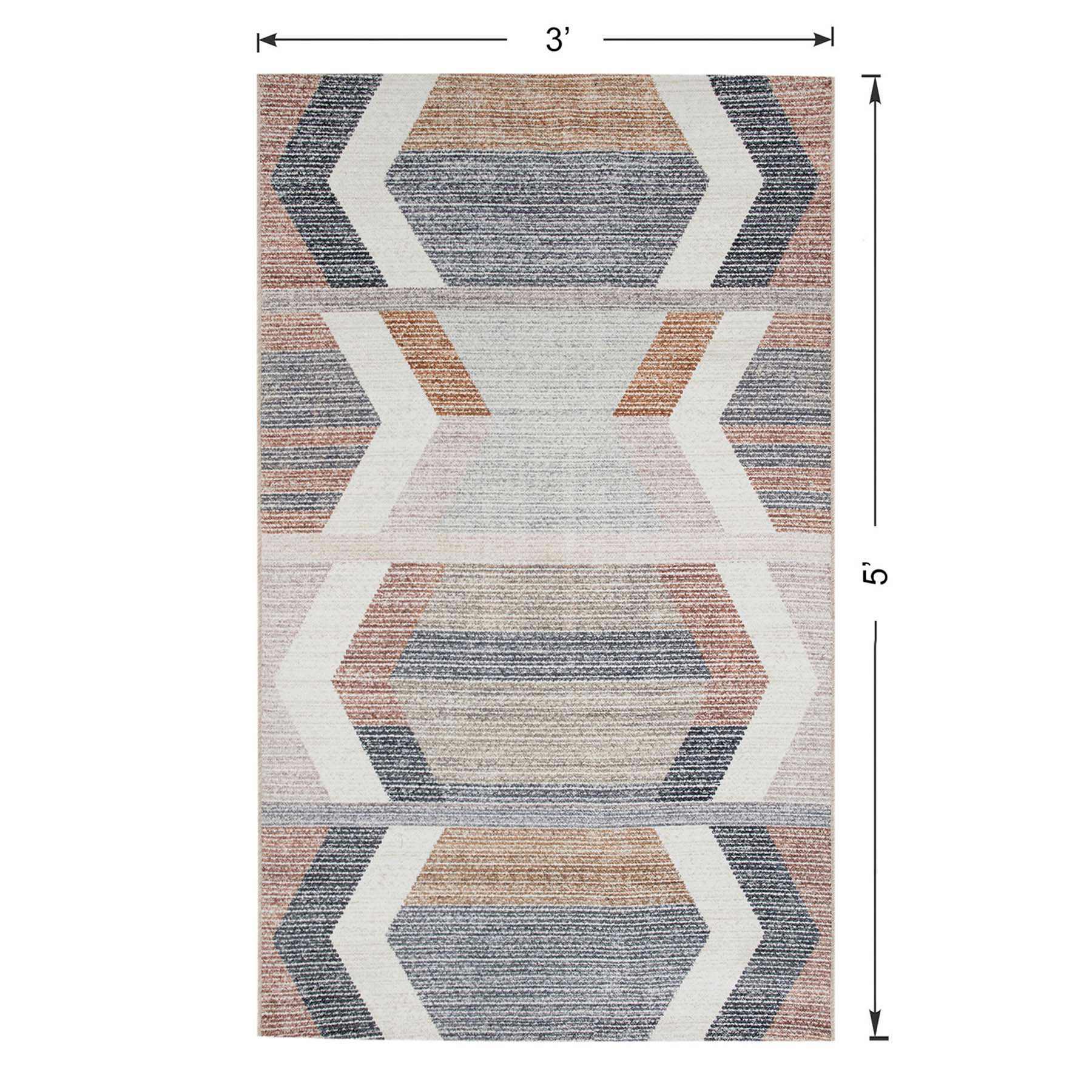 (B827) Arrow Multicolor Washable Accent Rug, 3x5