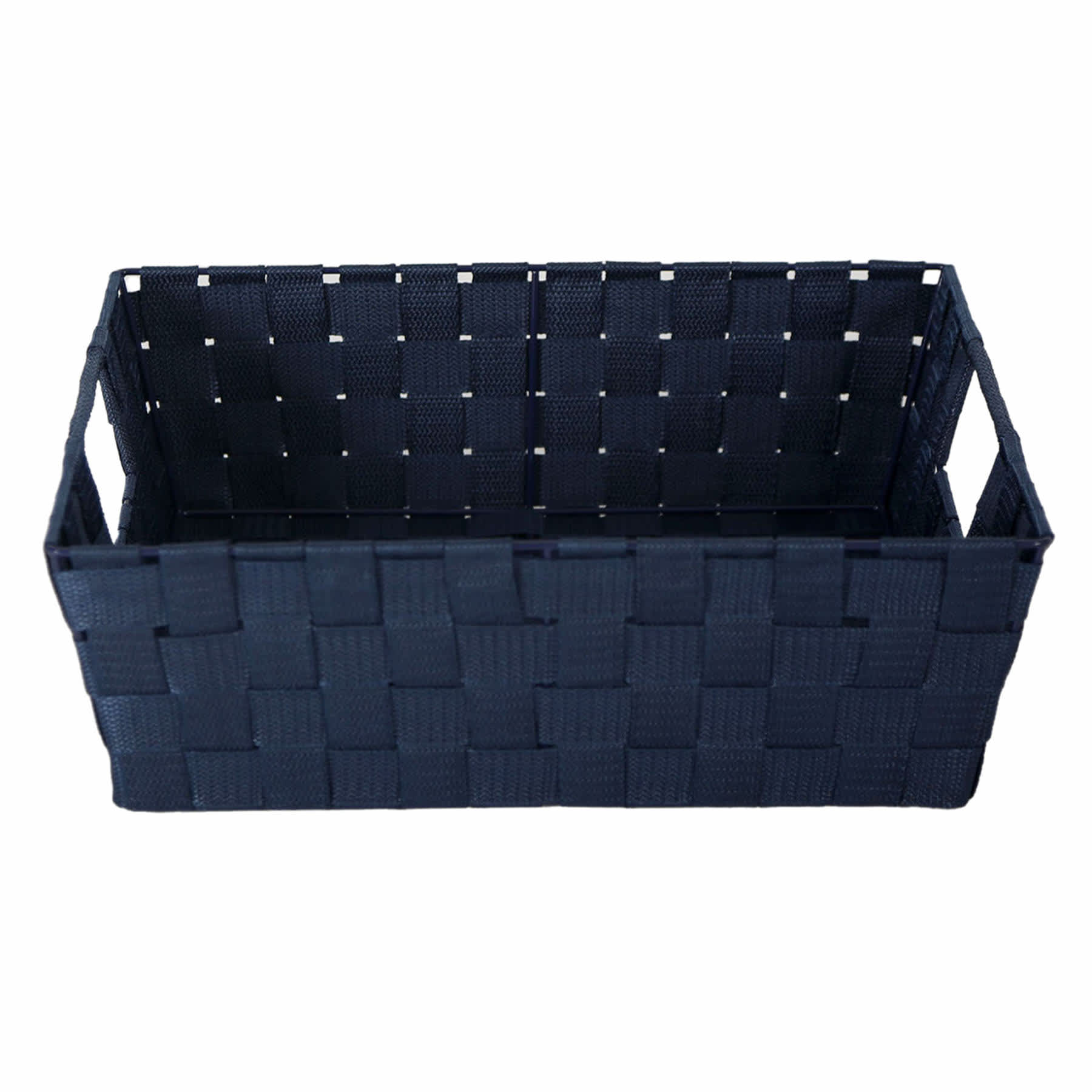 Frankin Navy Blue Woven Rectangle Storage Basket, Large