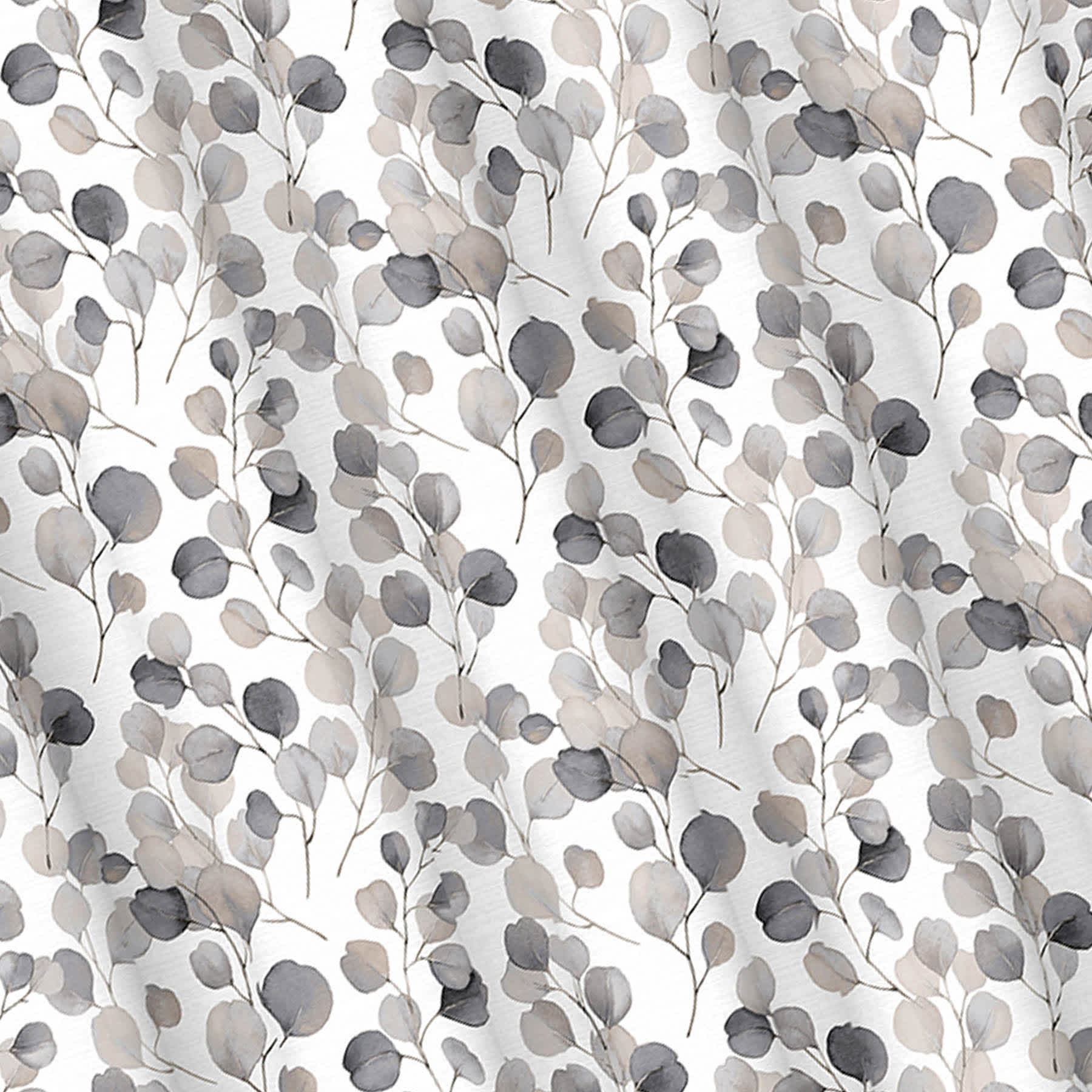 13-Piece Grey Leaves Print Shower Curtain Set, 70x72
