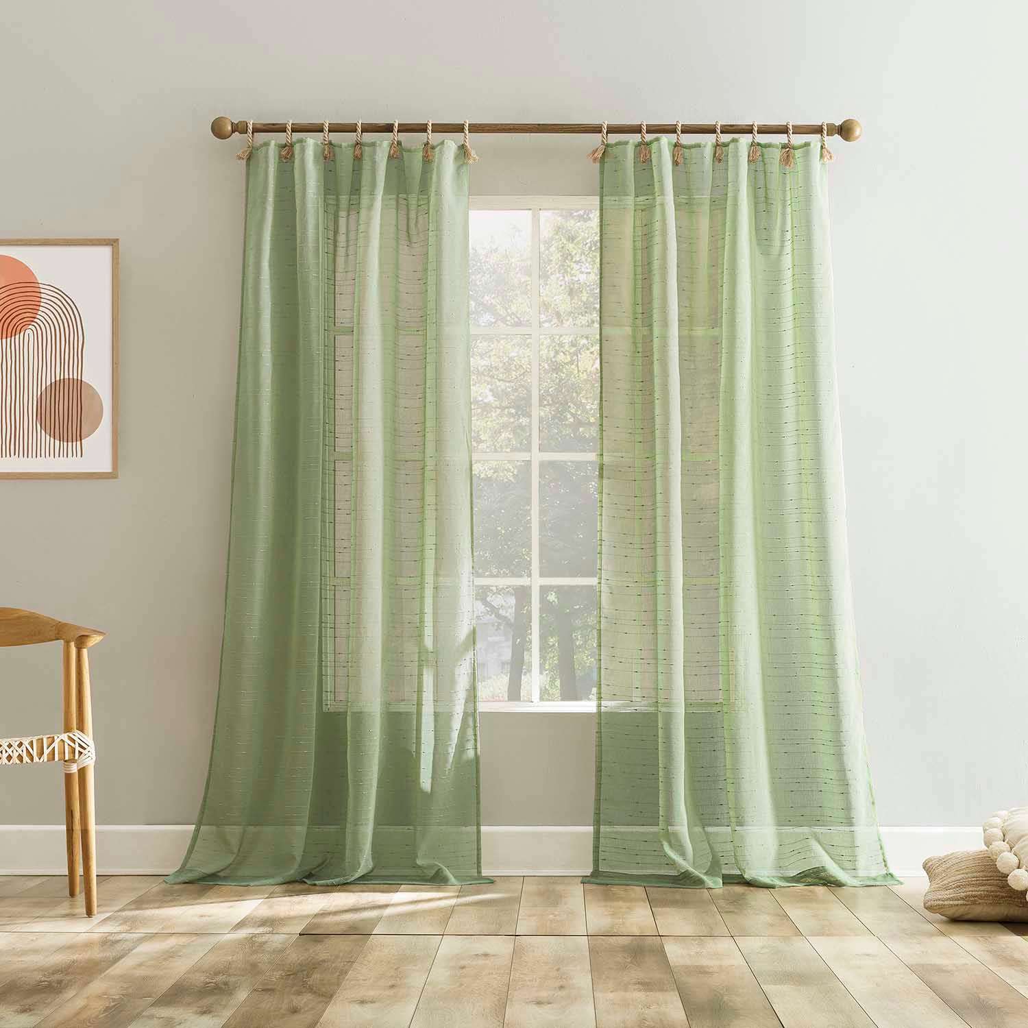 Augusta Moss Sheer Loop Tab Curtain Panel, 84"
