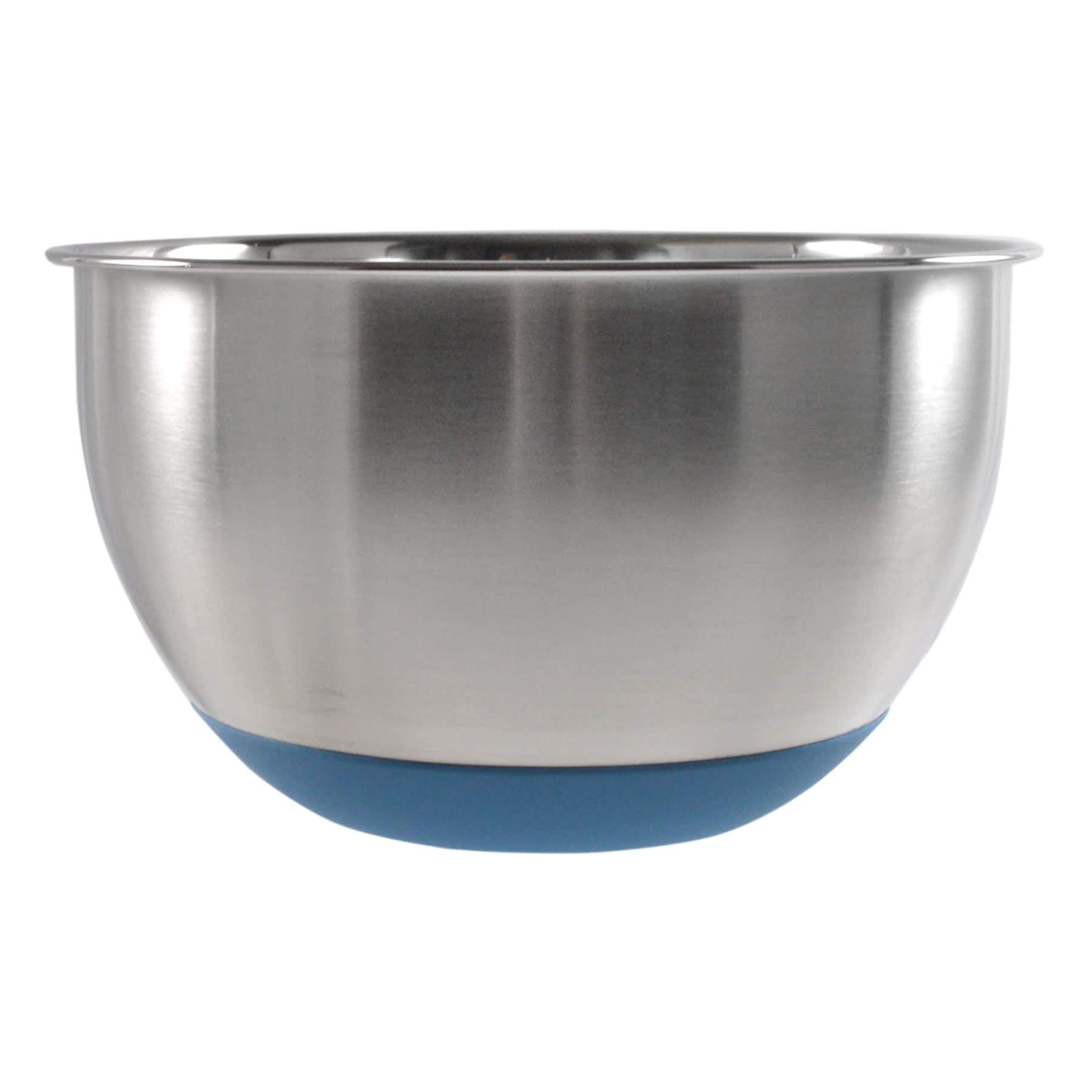 Stainless Steel Mixing Bowl with Blue Non-Skid Base, 3qt