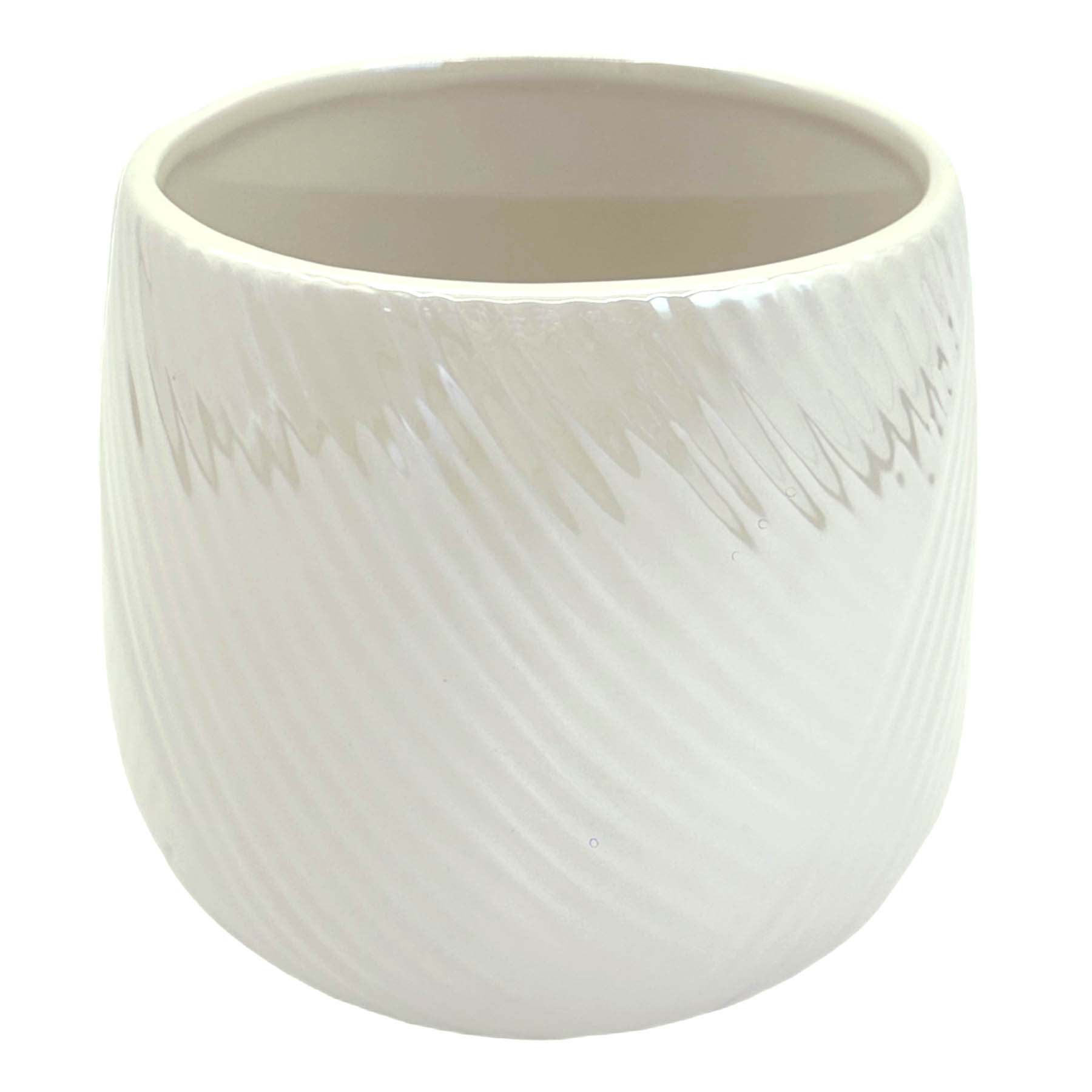 Oh Joy! Indoor Mila White Iridescent Ribbed Planter, 6"