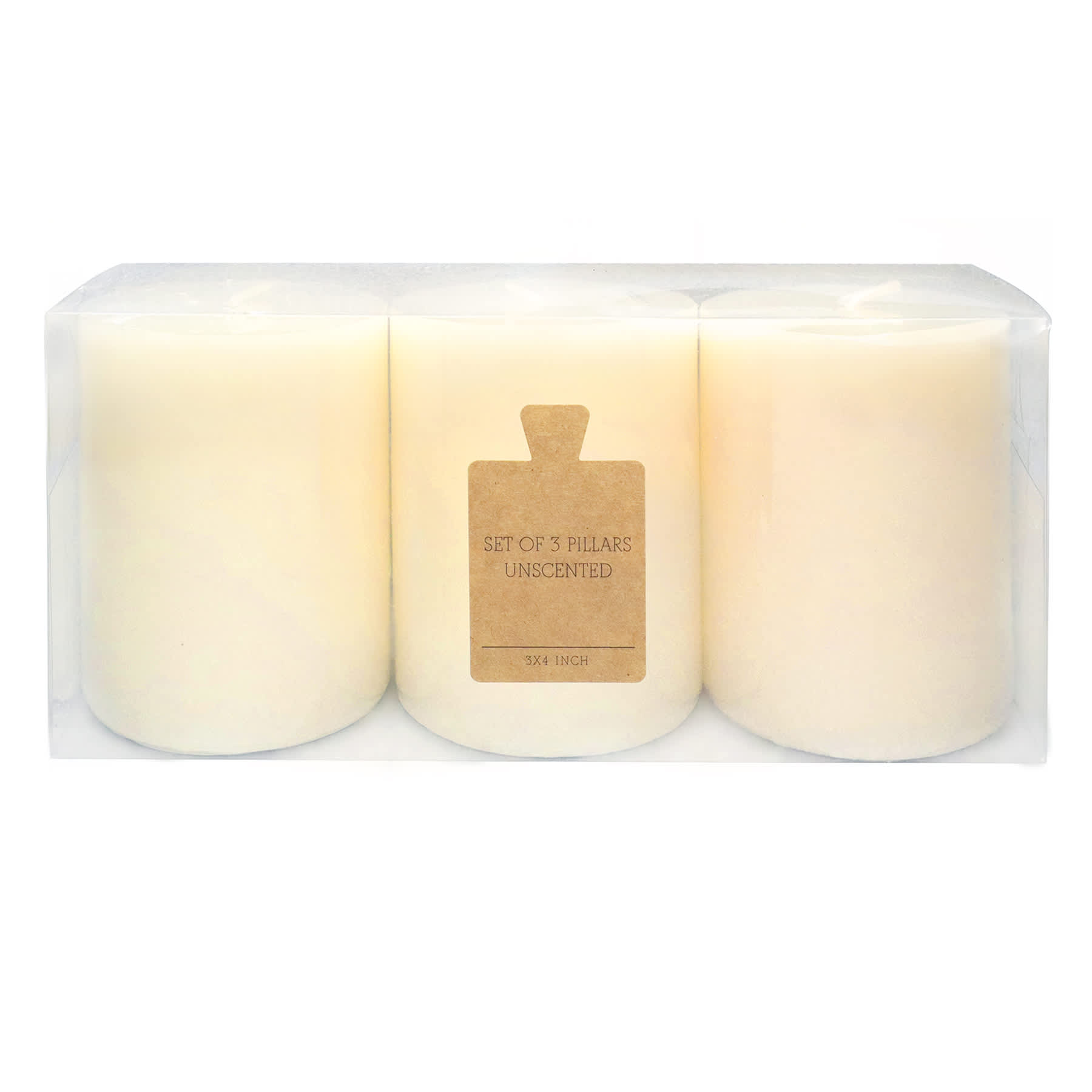 Honeybloom 3-Pack White Unscented Pillar Candles, 3x4