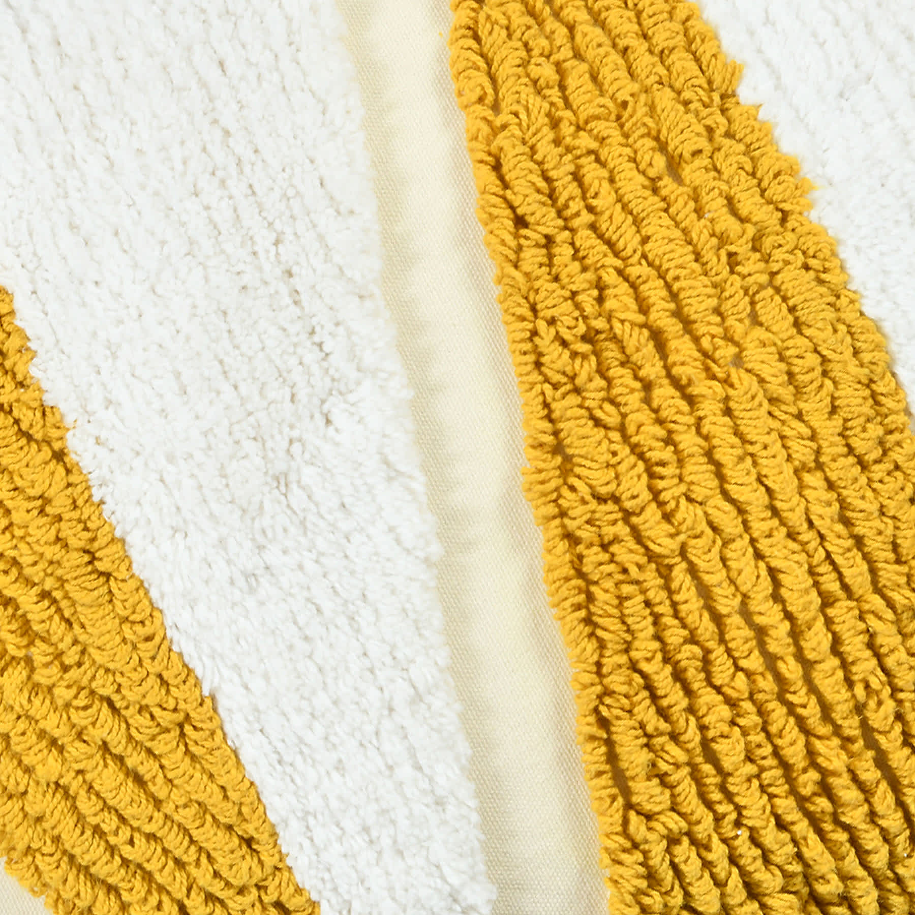Beige & Yellow Tufted Cotton Throw Pillow, 14x20