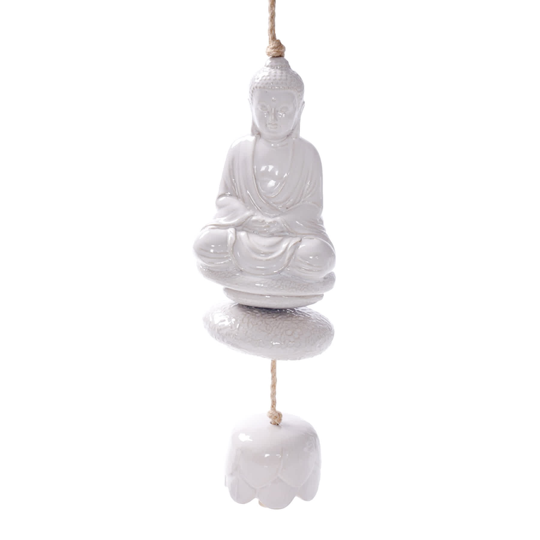 Found & Fable White Buddha Wind Chime, 12"