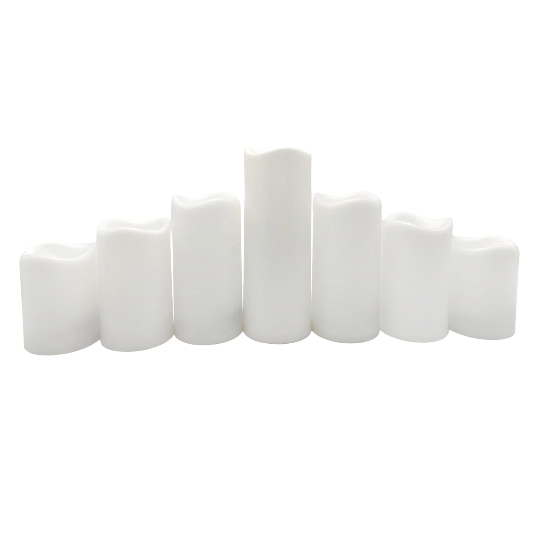 7-Pack Ivory All Weather LED Pillar Candles, 3x4/3x5/3x6/3x8
