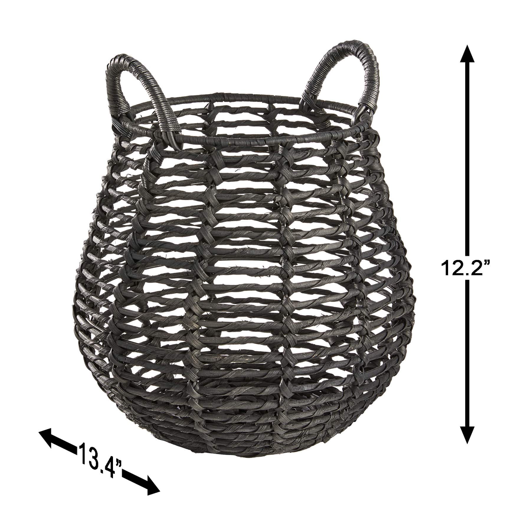 Rocco Black Rattan Storage Basket, Medium